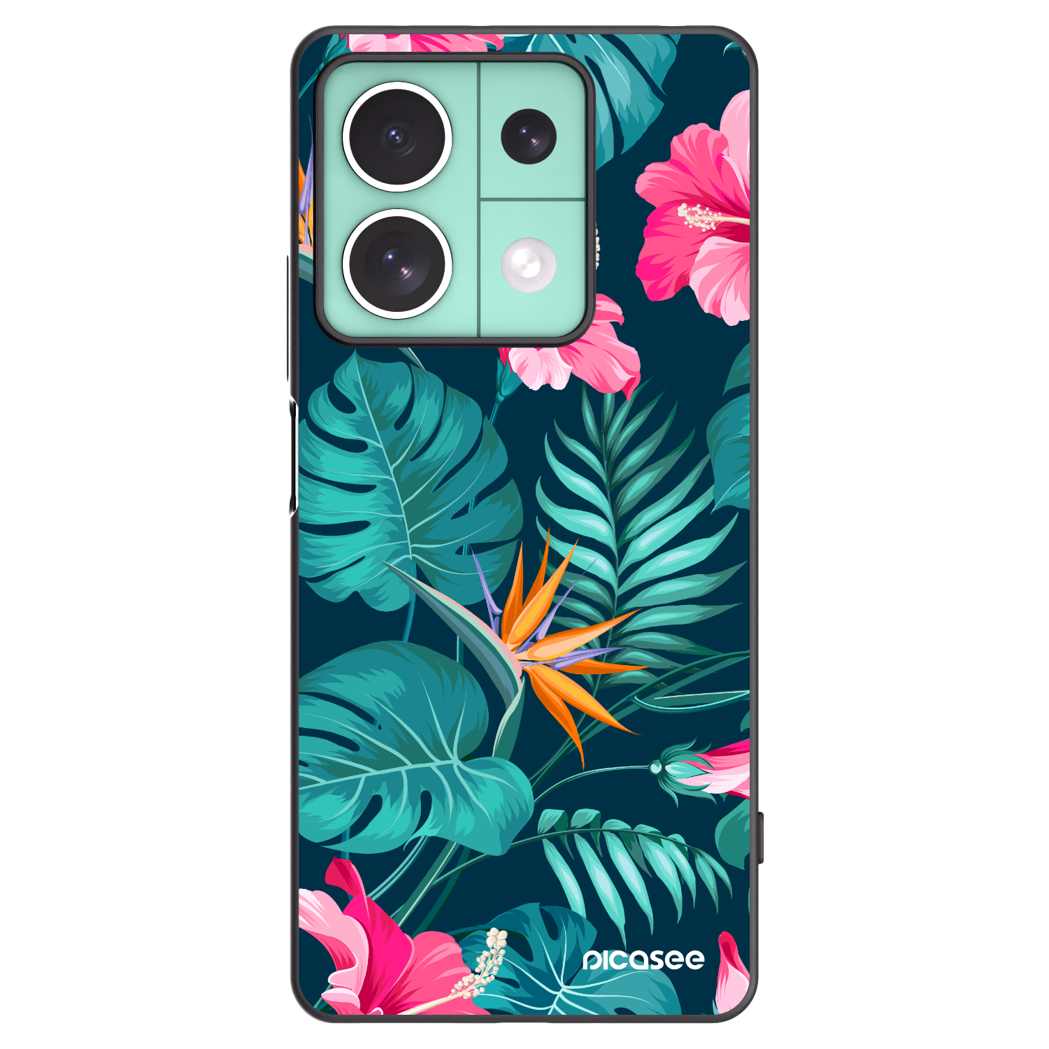 Picasee silikonowe czarne etui na Xiaomi Redmi Note 13 5G - Pink Monstera