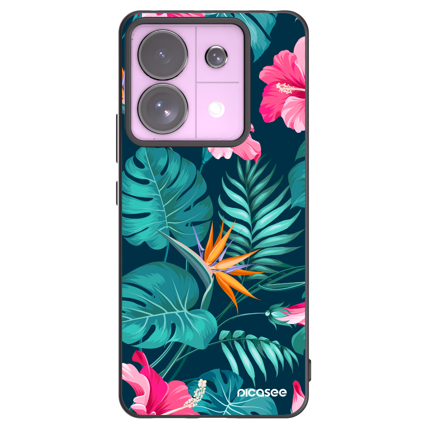 Picasee silikonowe czarne etui na Xiaomi Redmi Note 13 Pro 5G - Pink Monstera