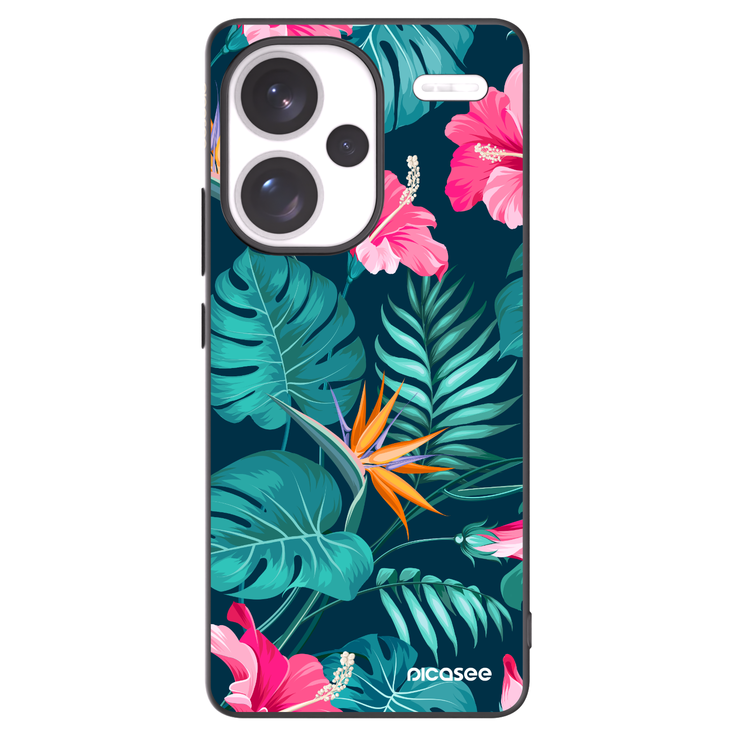 Picasee silikonowe czarne etui na Xiaomi Redmi Note 13 Pro+ 5G - Pink Monstera