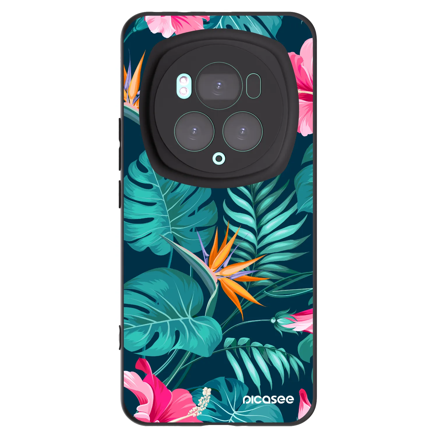 Picasee silikonowe czarne etui na Honor Magic6 Pro - Pink Monstera
