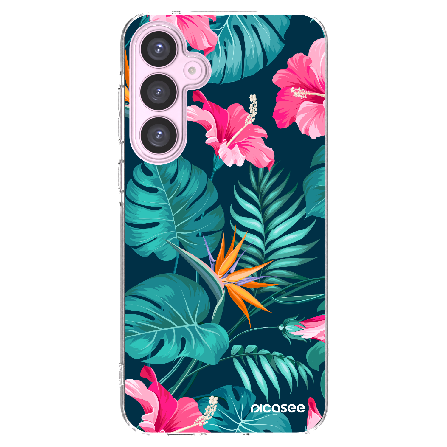 Picasee silikonowe przeźroczyste etui na Samsung Galaxy A55 5G A556B - Pink Monstera