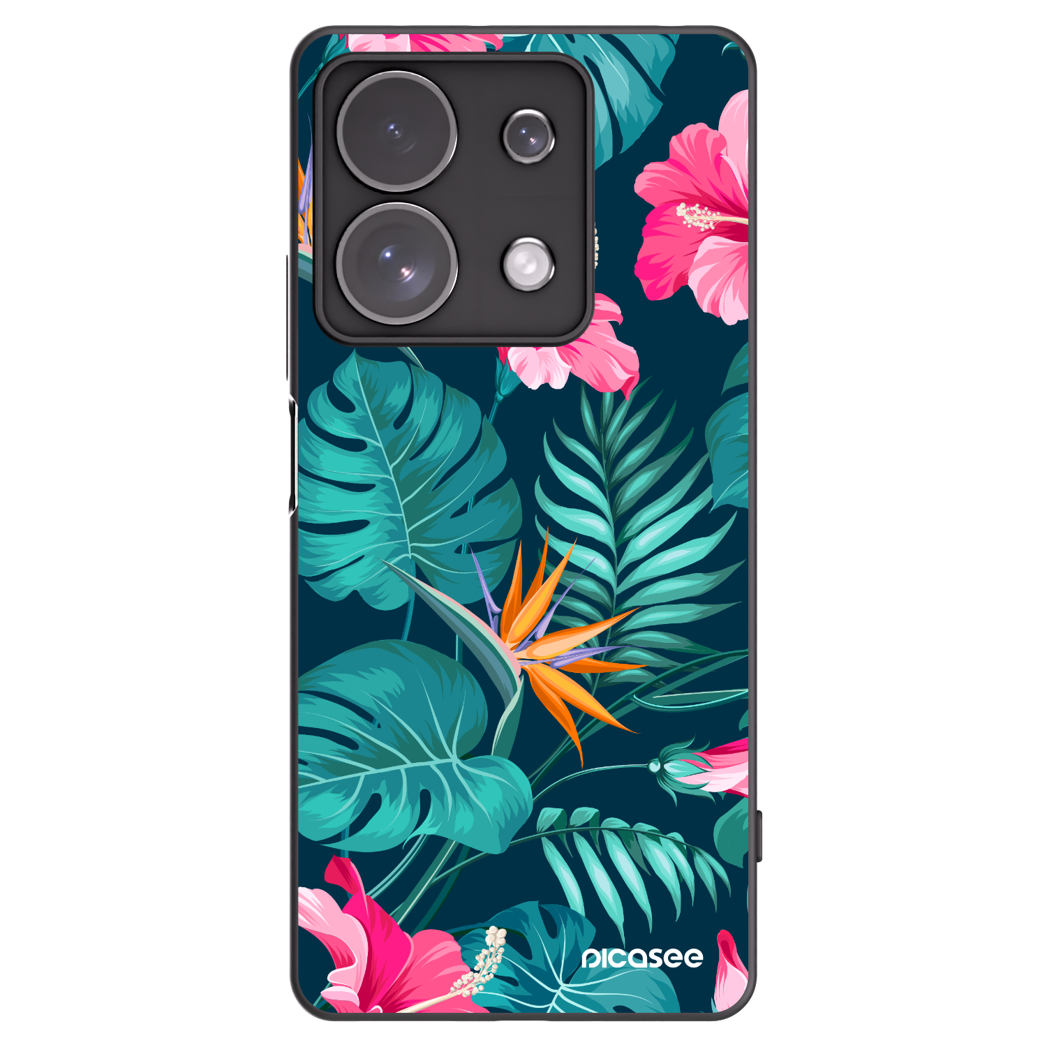 Picasee silikonowe czarne etui na Xiaomi Redmi Note 13 Pro 4G - Pink Monstera