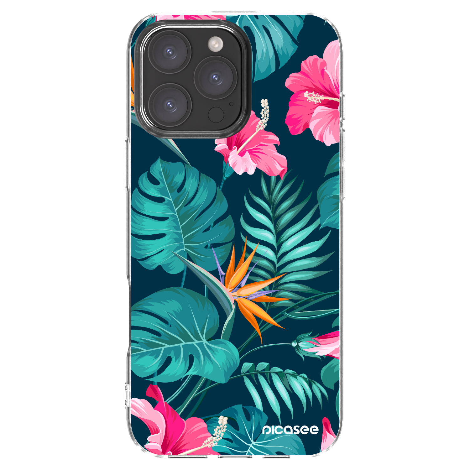Picasee silikonowe przeźroczyste etui na Apple iPhone 16 Pro Max - Pink Monstera