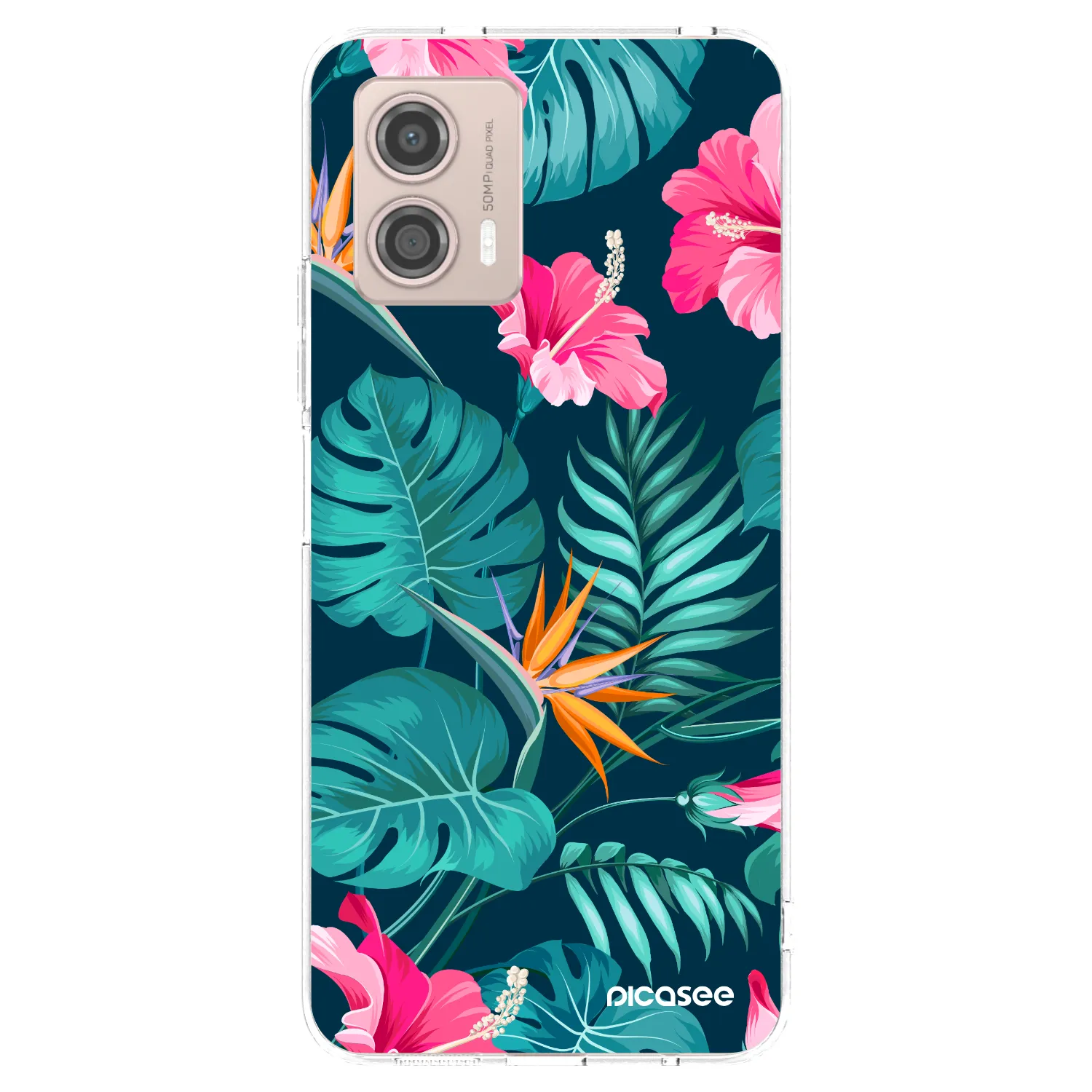 Picasee silikonowe przeźroczyste etui na Motorola Moto G53 5G - Pink Monstera