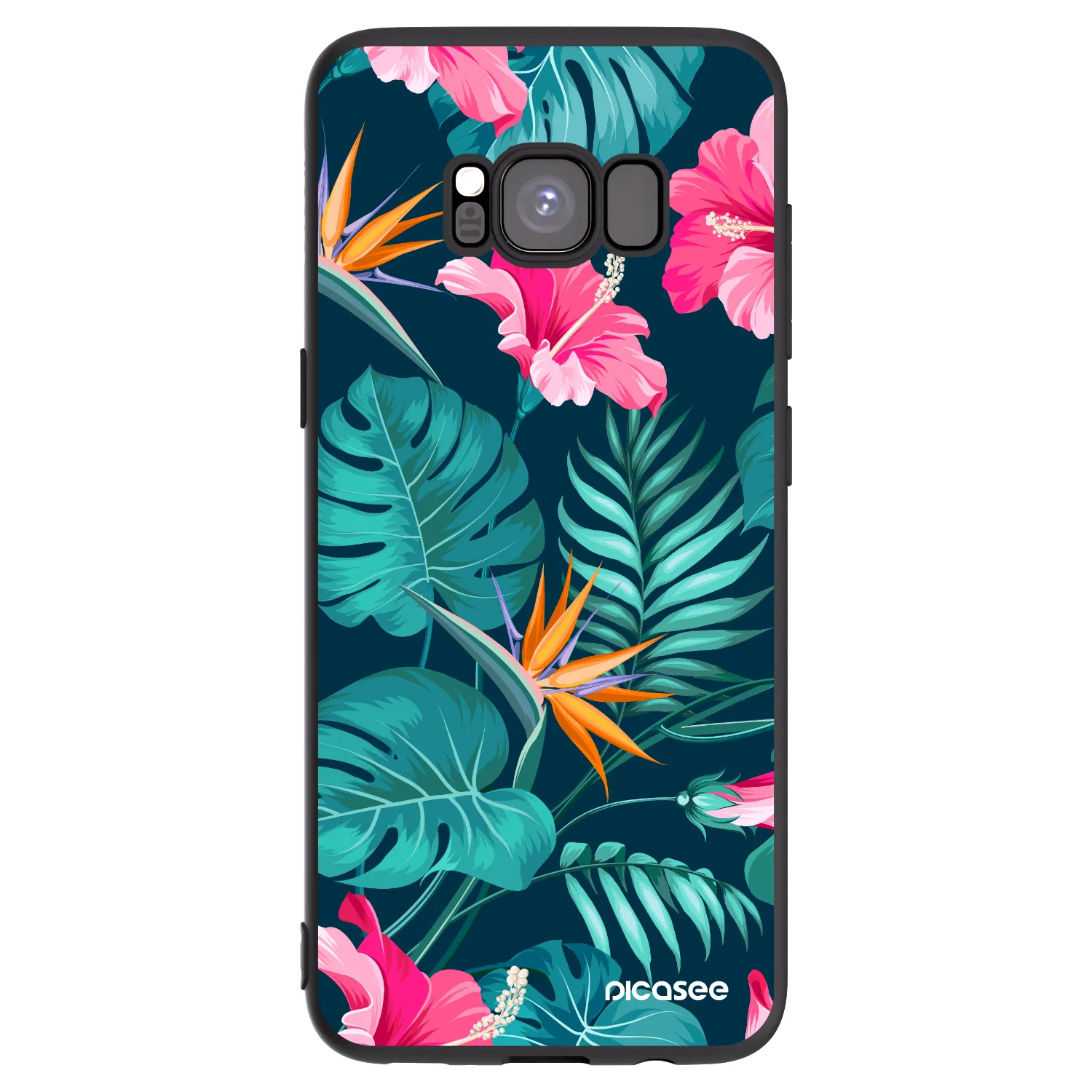 Picasee silikonowe czarne etui na Samsung Galaxy S8 G950F - Pink Monstera