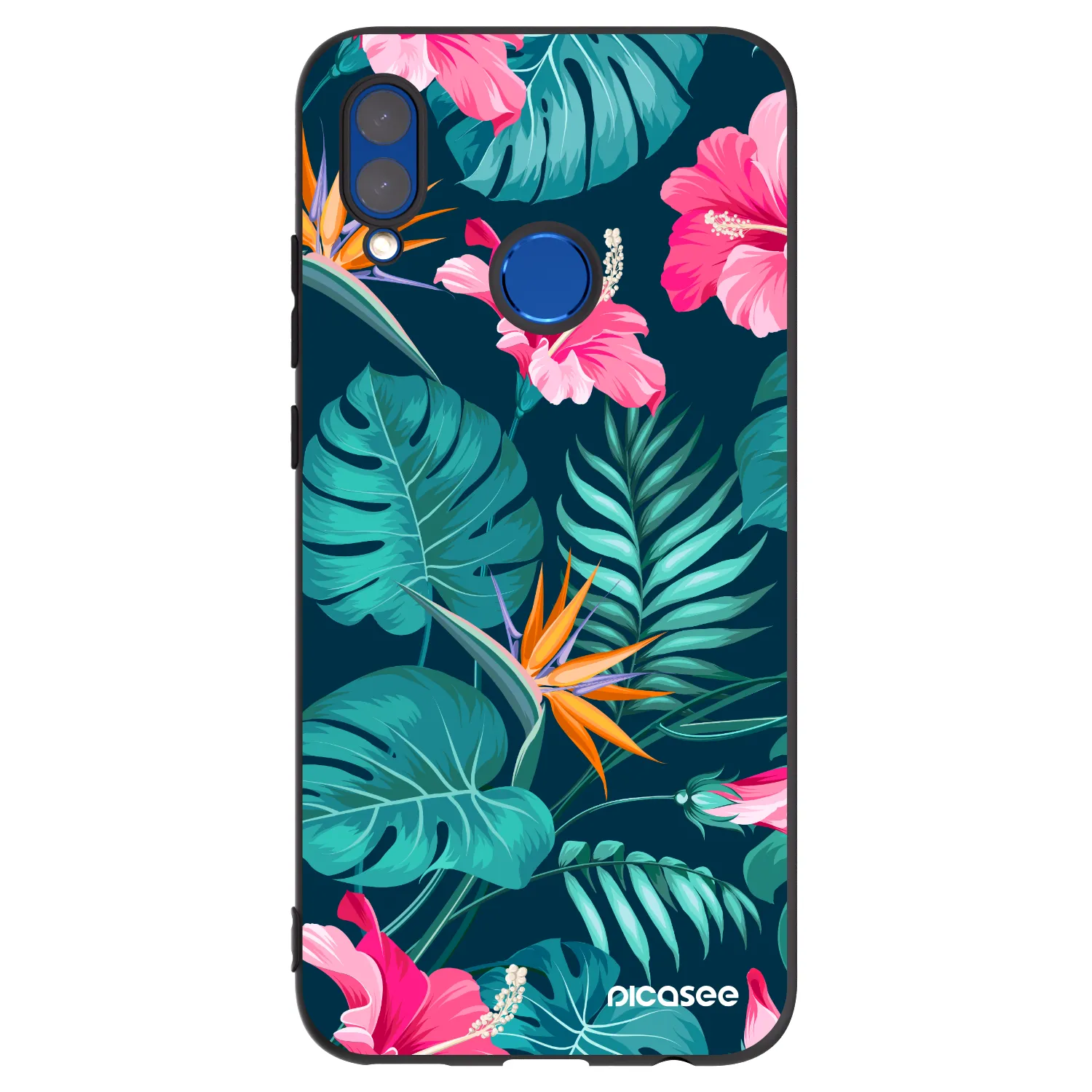 Picasee silikonowe czarne etui na Huawei P Smart 2019 - Pink Monstera