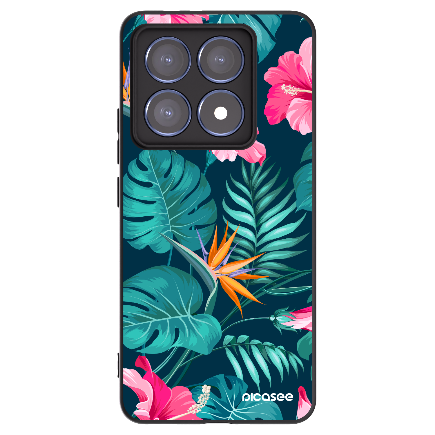 Picasee silikonowe czarne etui na Xiaomi 14T Pro - Pink Monstera