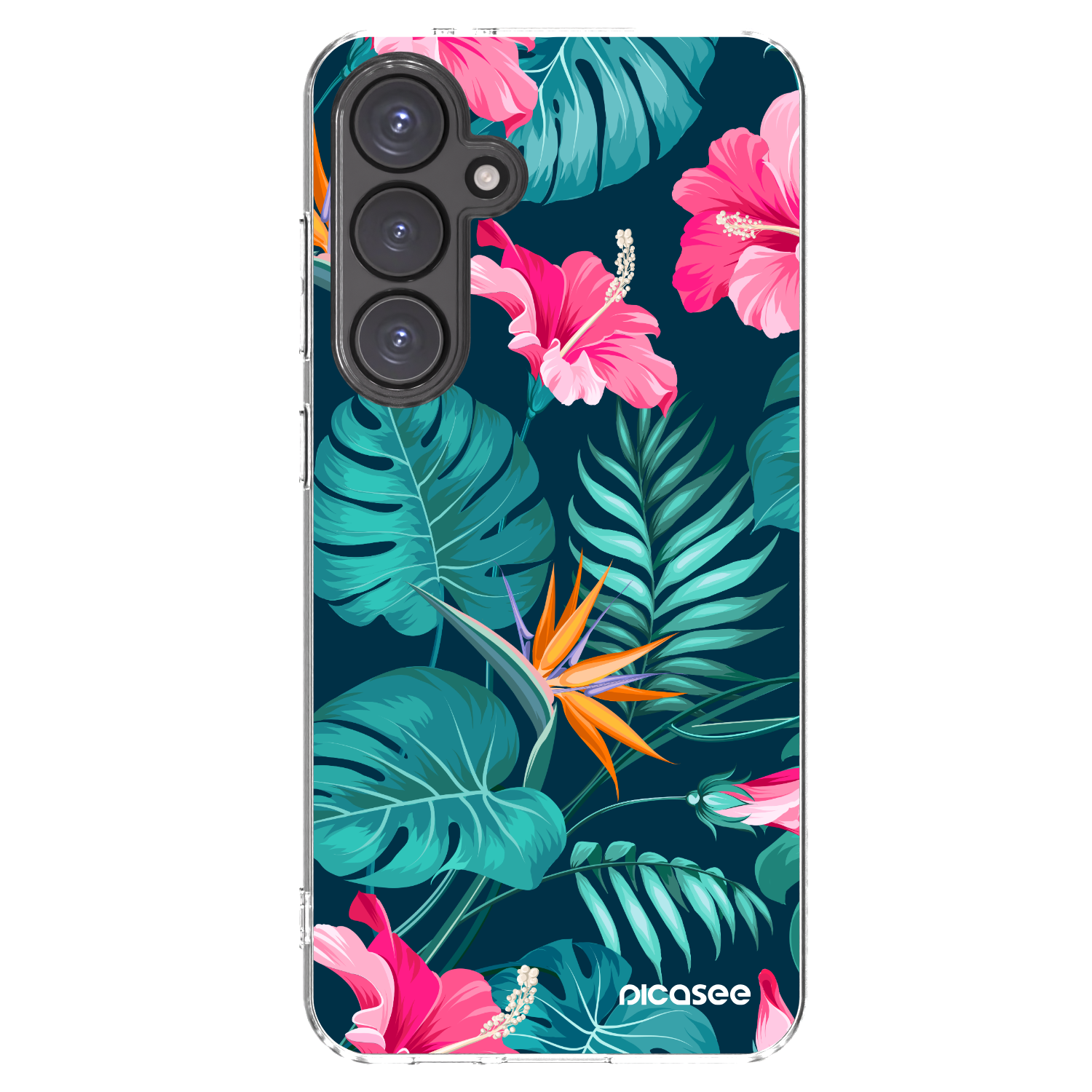 Picasee silikonowe przeźroczyste etui na Samsung Galaxy S24 FE S721B - Pink Monstera