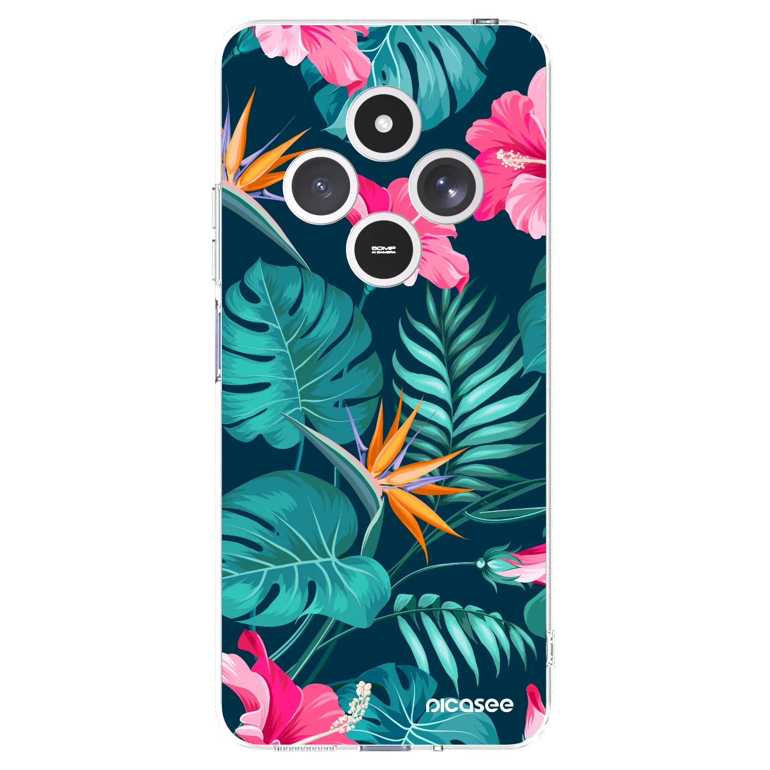 Picasee silikonowe przeźroczyste etui na Xiaomi Redmi 14C - Pink Monstera