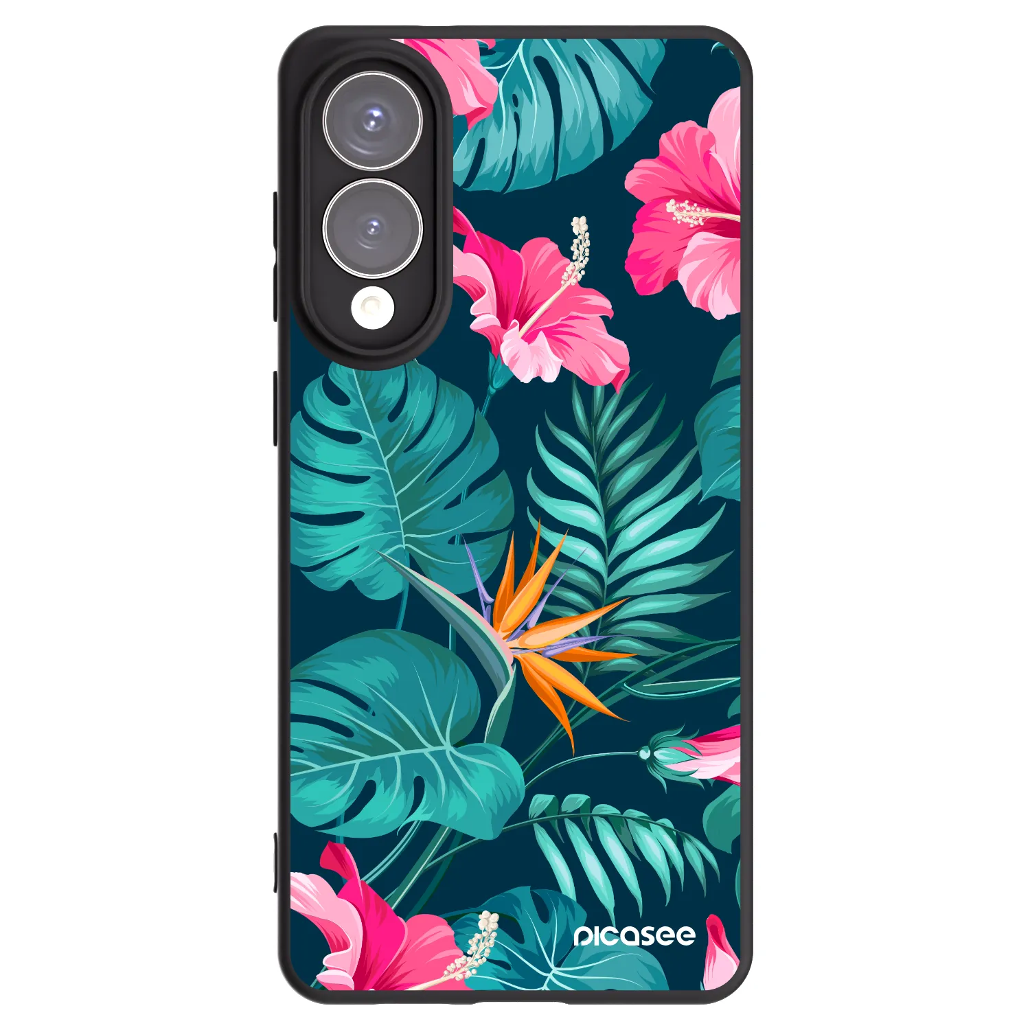 Picasee silikonowe czarne etui na Samsung Galaxy S25 Edge 5G - Pink Monstera