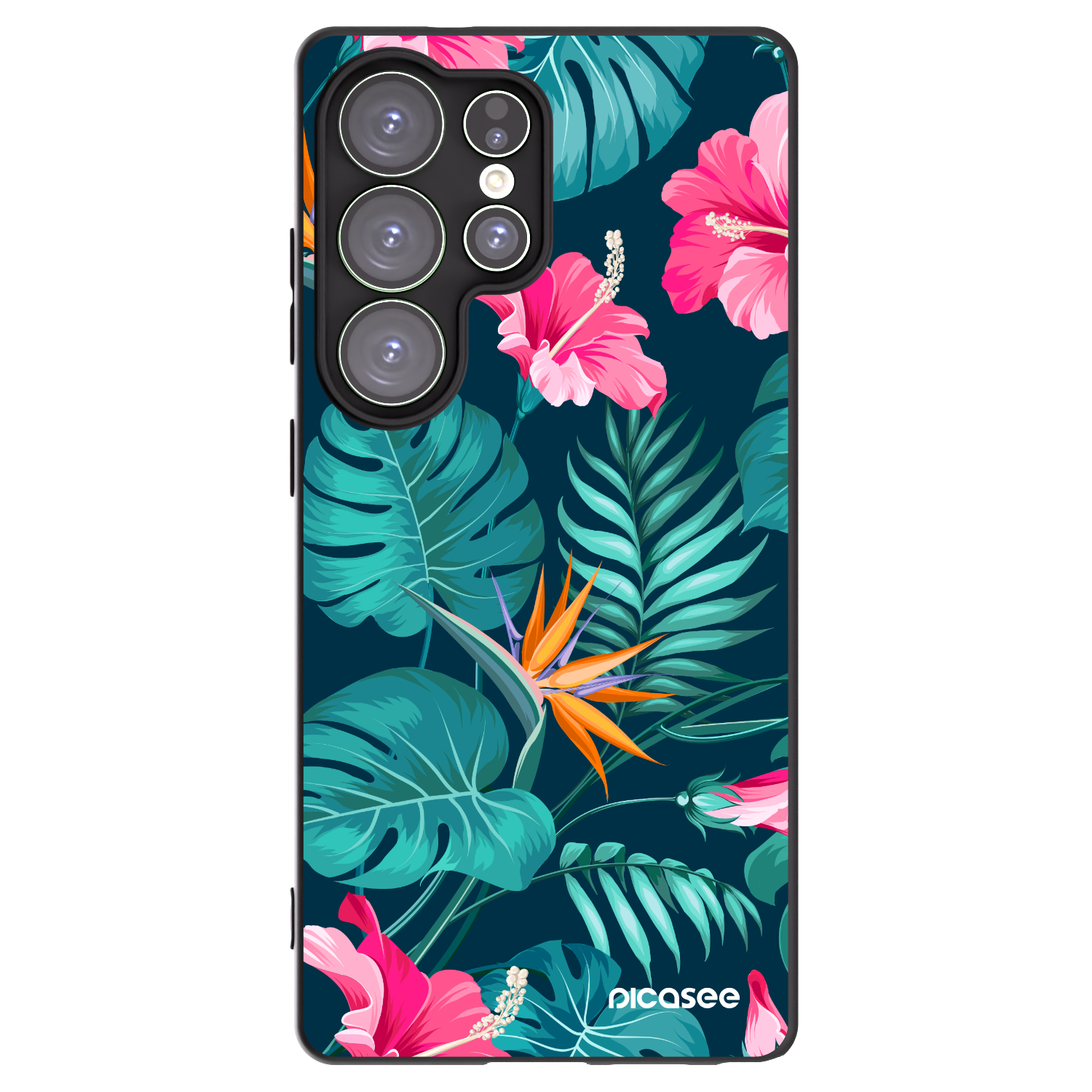 Picasee silikonowe czarne etui na Samsung Galaxy S25 Ultra 5G - Pink Monstera