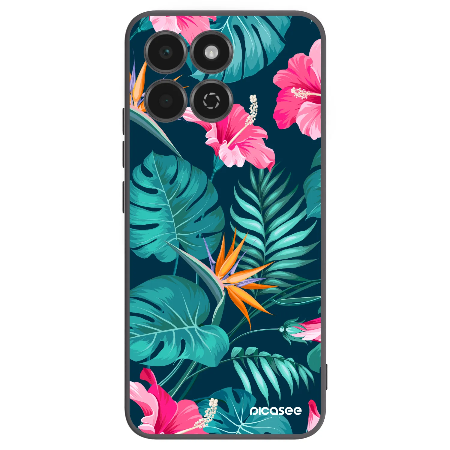 Picasee silikonowe czarne etui na Honor 200 Smart 5G - Pink Monstera