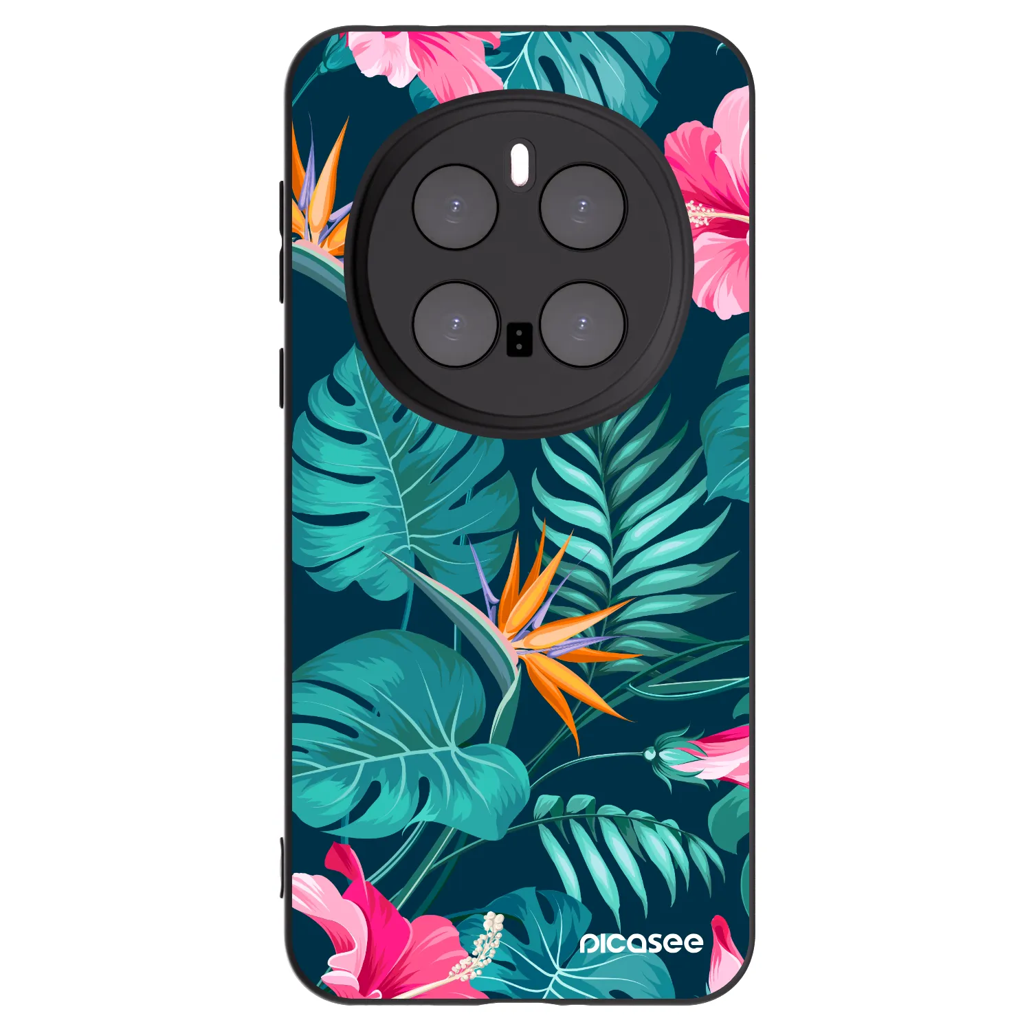 Picasee silikonowe czarne etui na Honor Magic7 Pro 5G - Pink Monstera