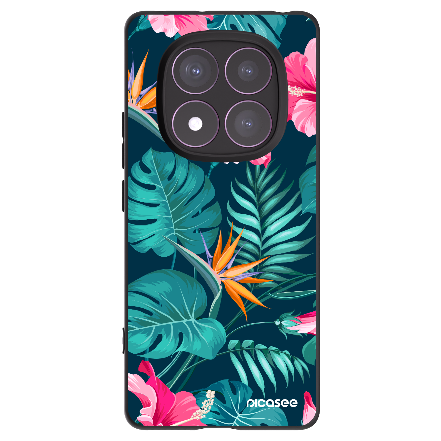 Picasee silikonowe czarne etui na Xiaomi Redmi Note 14 Pro 4G - Pink Monstera