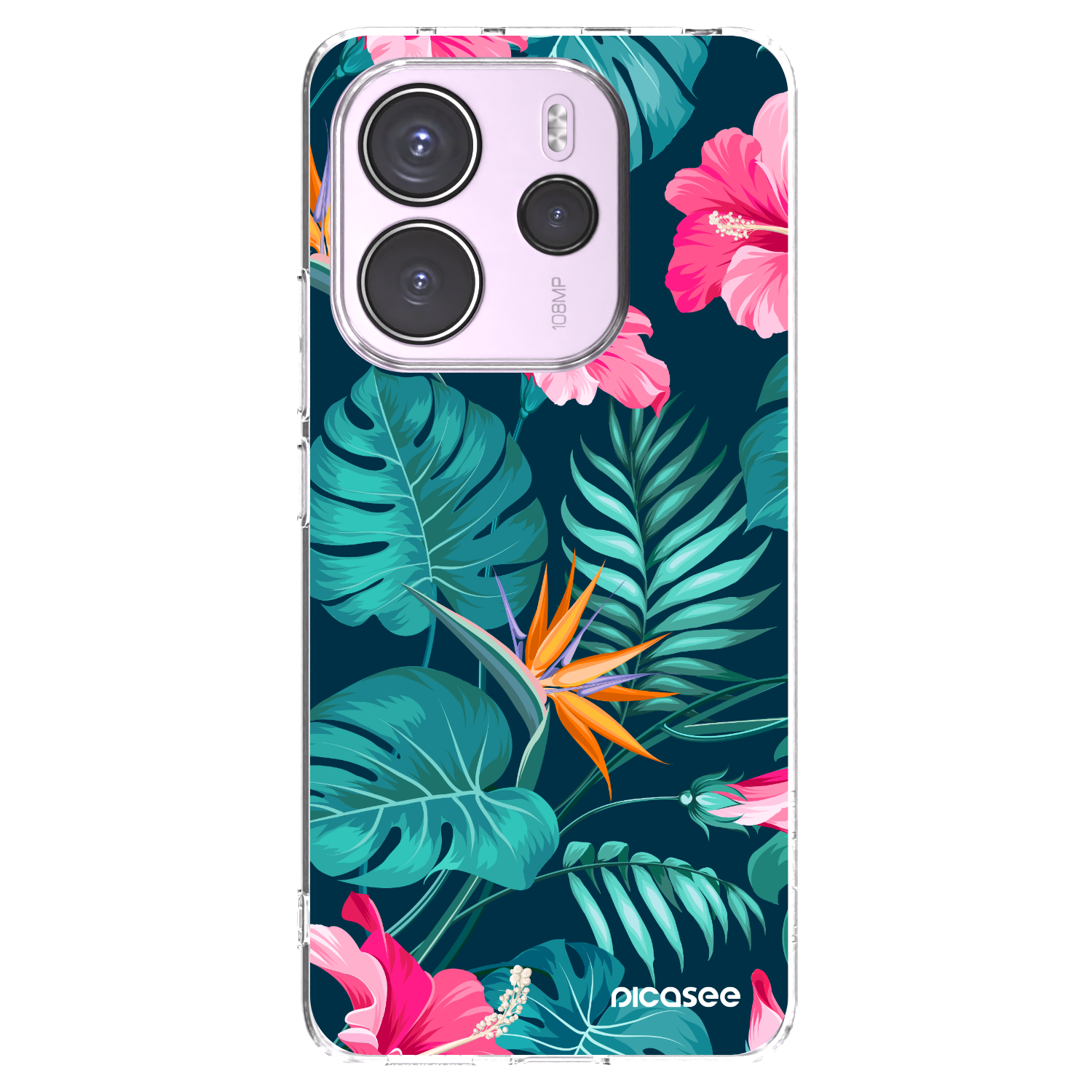 Picasee silikonowe przeźroczyste etui na Xiaomi Redmi Note 14 4G - Pink Monstera
