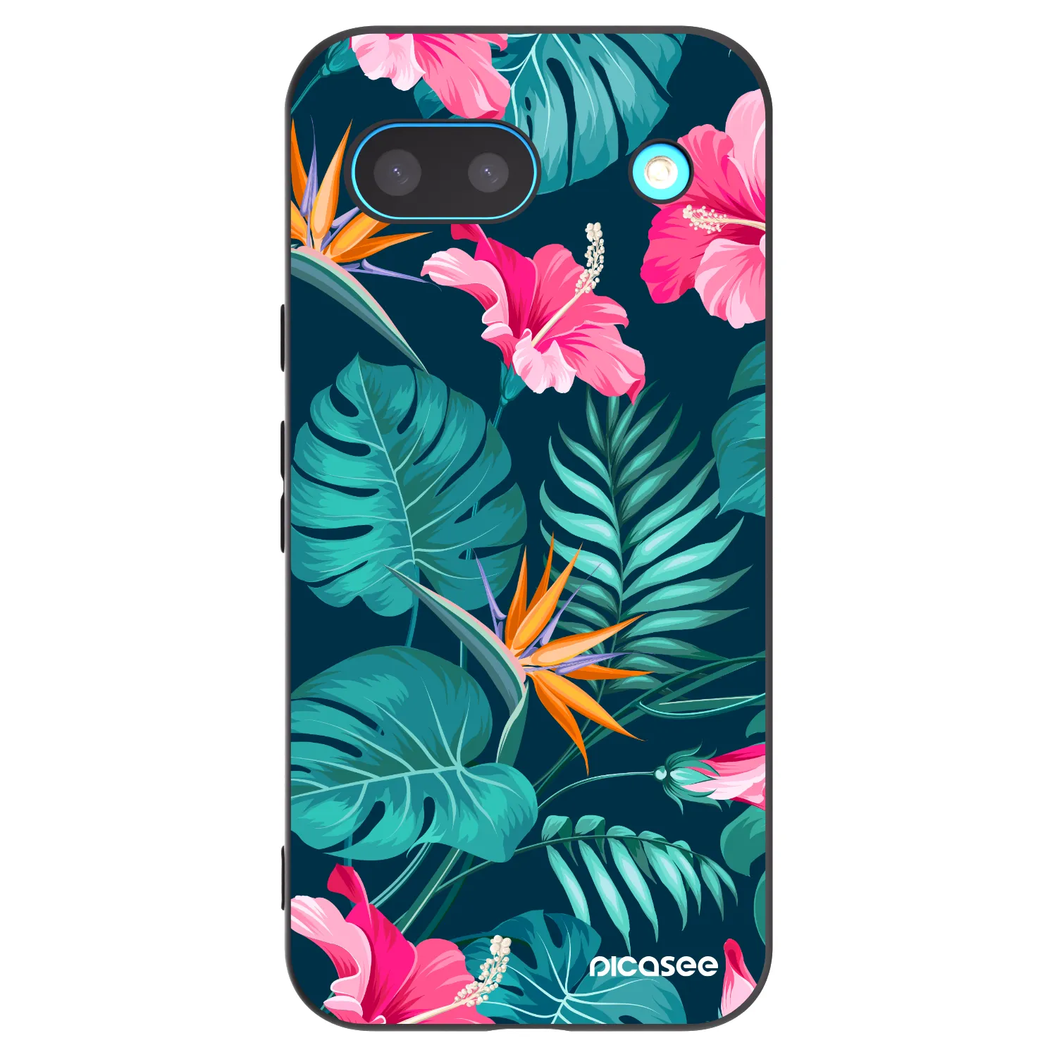 Picasee silikonowe czarne etui na Google Pixel 8a - Pink Monstera