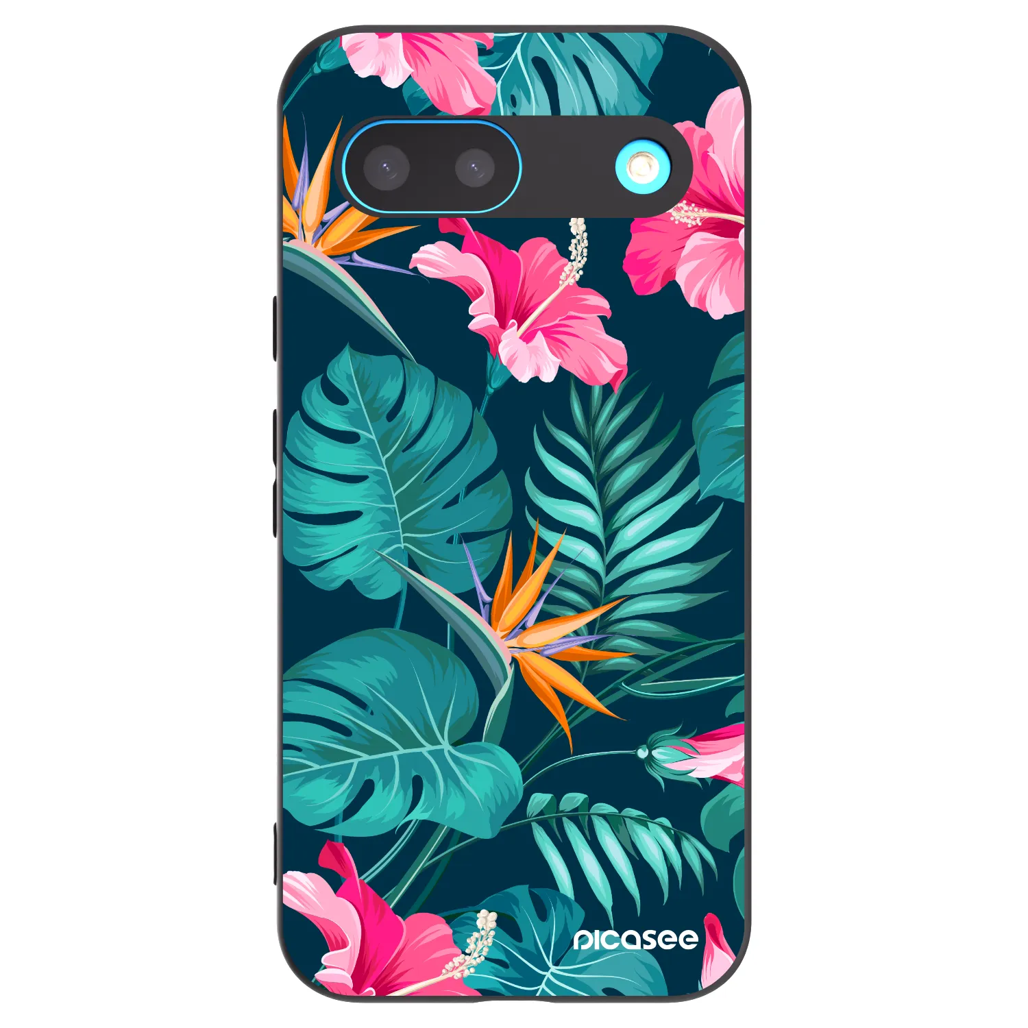 Picasee silikonowe czarne etui na Google Pixel 8 - Pink Monstera
