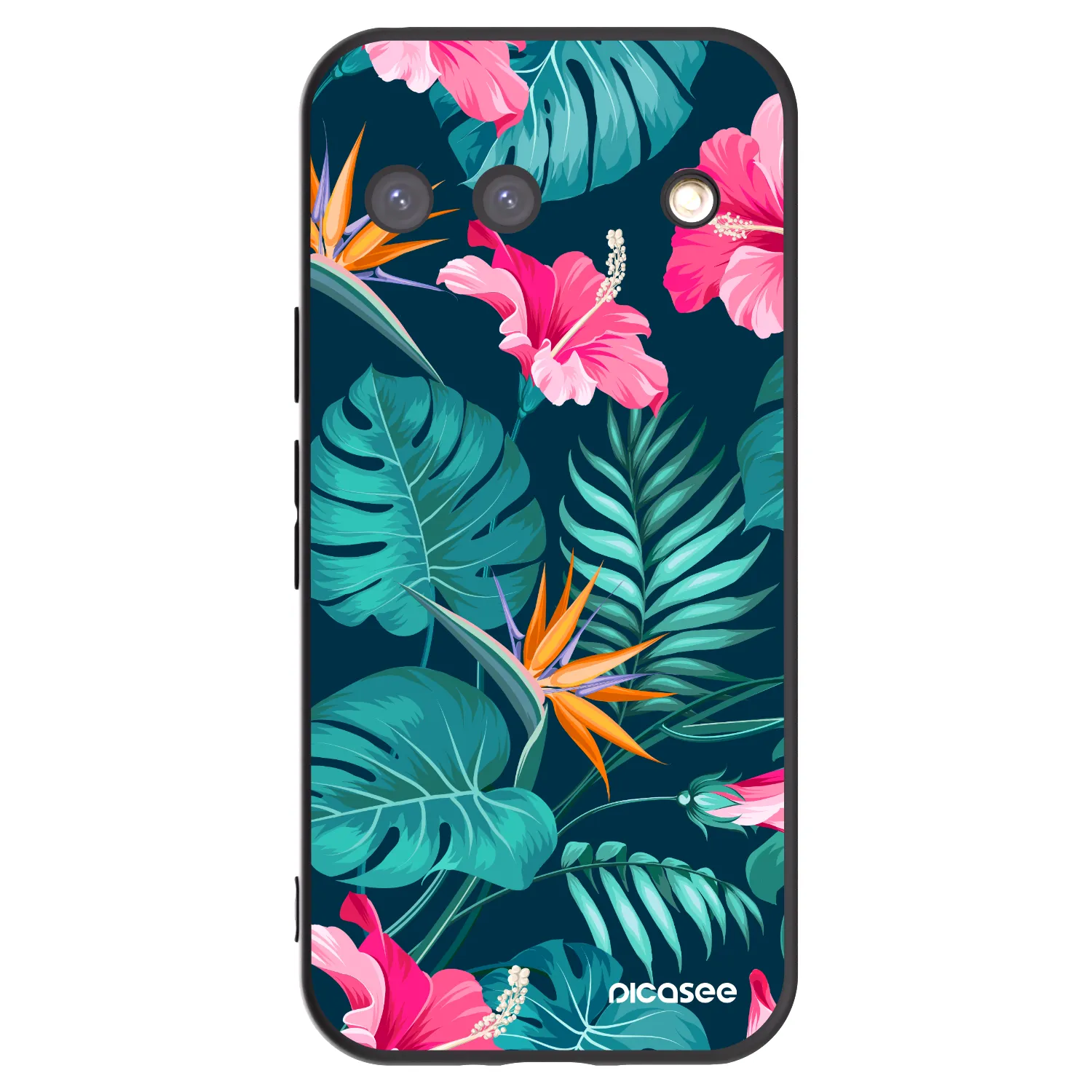 Picasee silikonowe czarne etui na Google Pixel 9 - Pink Monstera