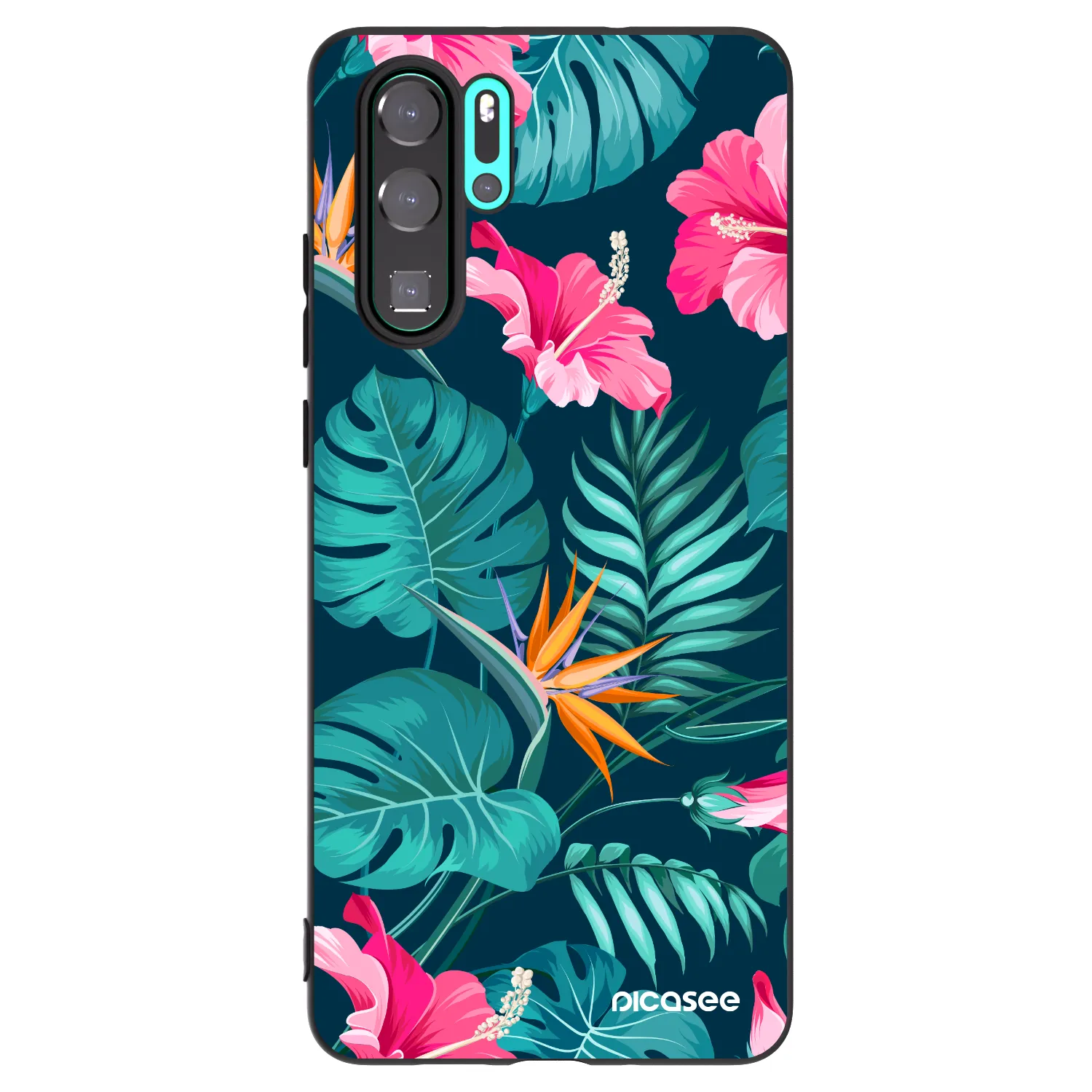 Picasee silikonowe czarne etui na Huawei P30 Pro - Pink Monstera