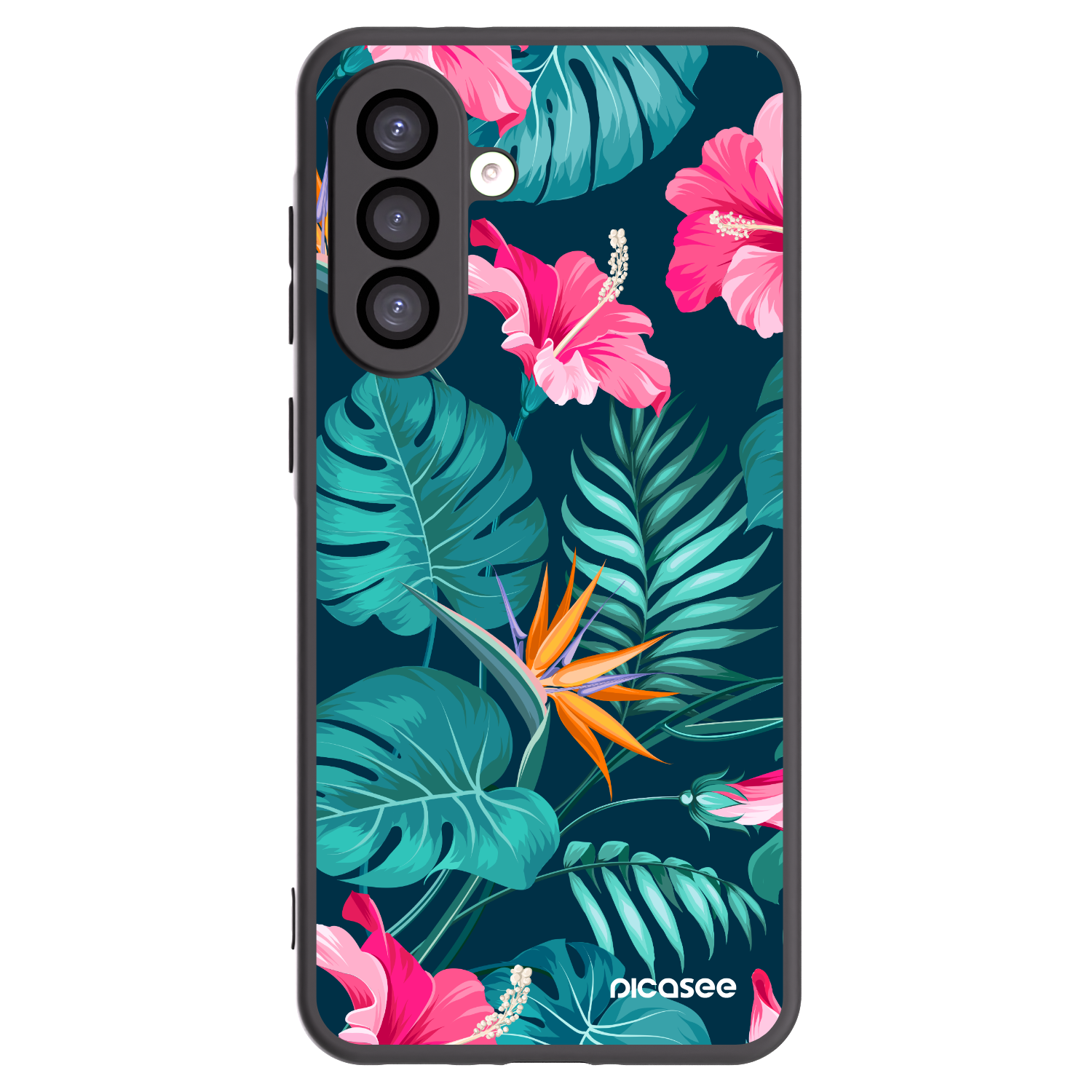 Picasee silikonowe czarne etui na Samsung Galaxy A26 5G A266B - Pink Monstera