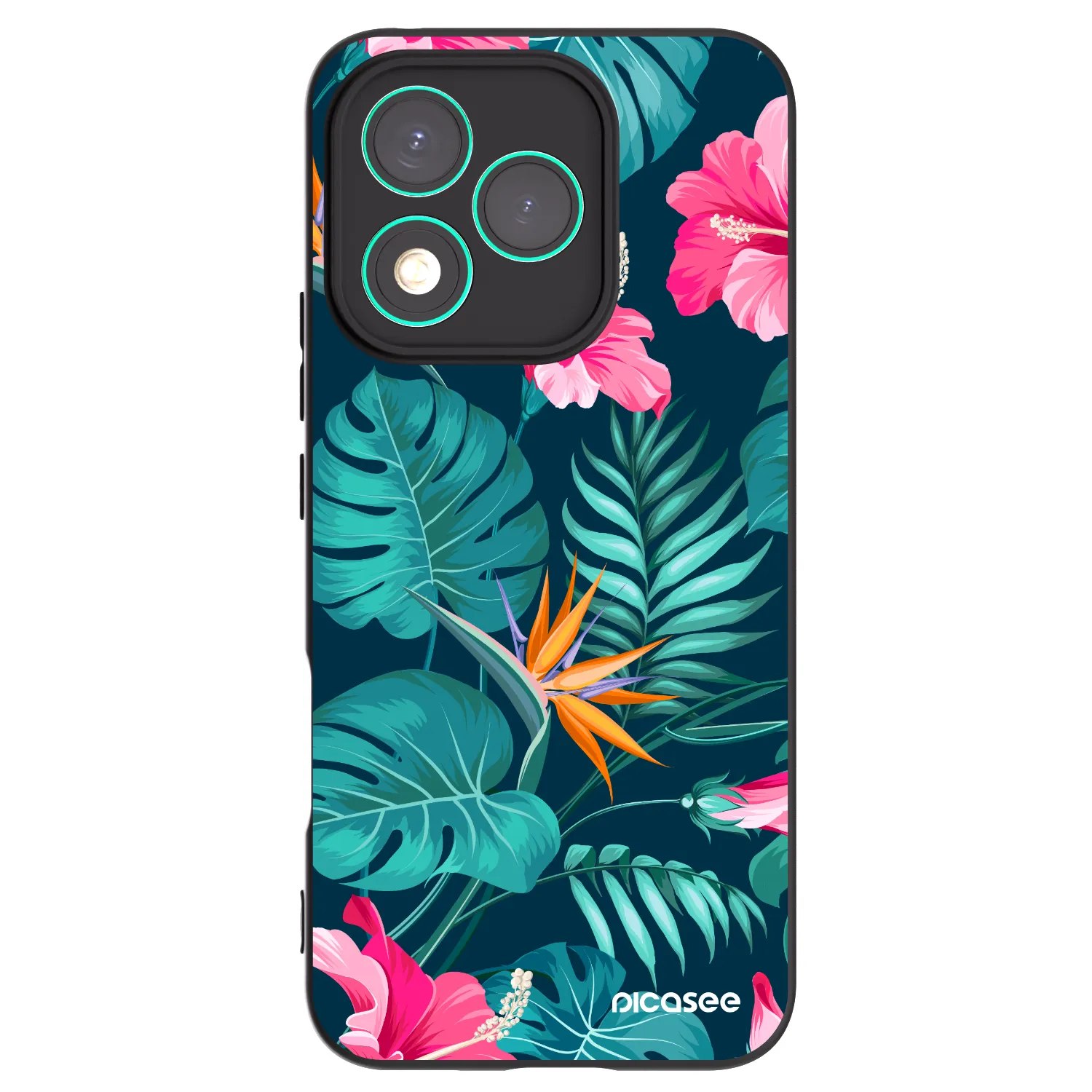 Picasee silikonowe czarne etui na Honor 400 Lite 5G - Pink Monstera