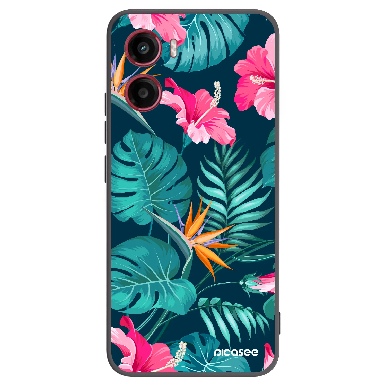 Picasee silikonowe czarne etui na Motorola Moto G05 - Pink Monstera