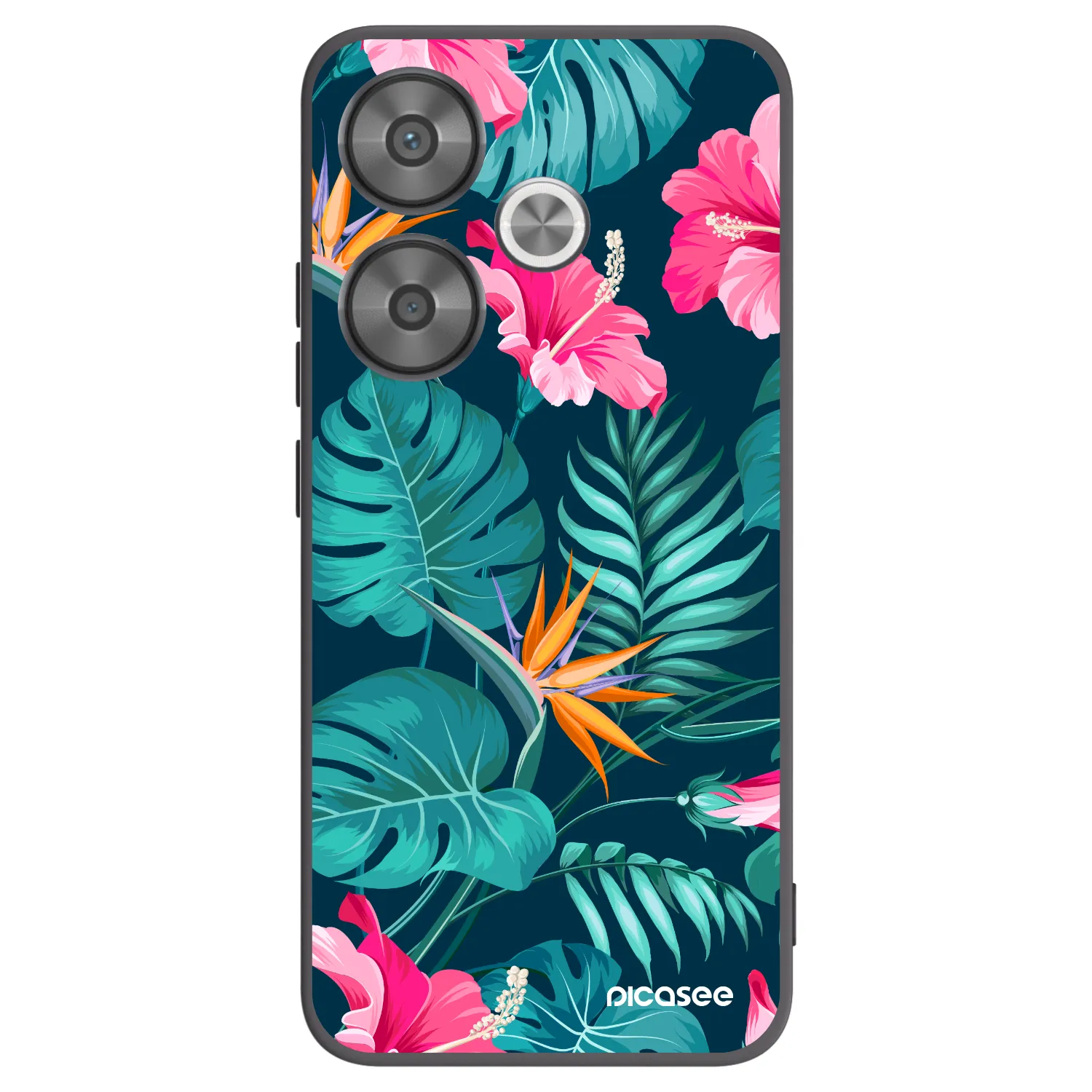 Picasee silikonowe czarne etui na Xiaomi Poco F6 - Pink Monstera