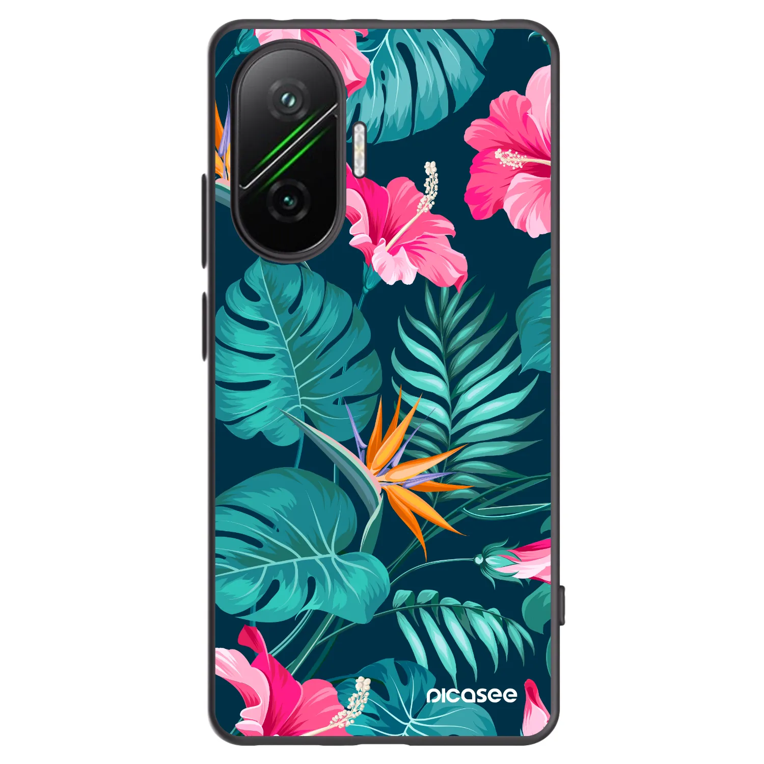 Picasee silikonowe czarne etui na Xiaomi Poco F7 Pro 5G - Pink Monstera