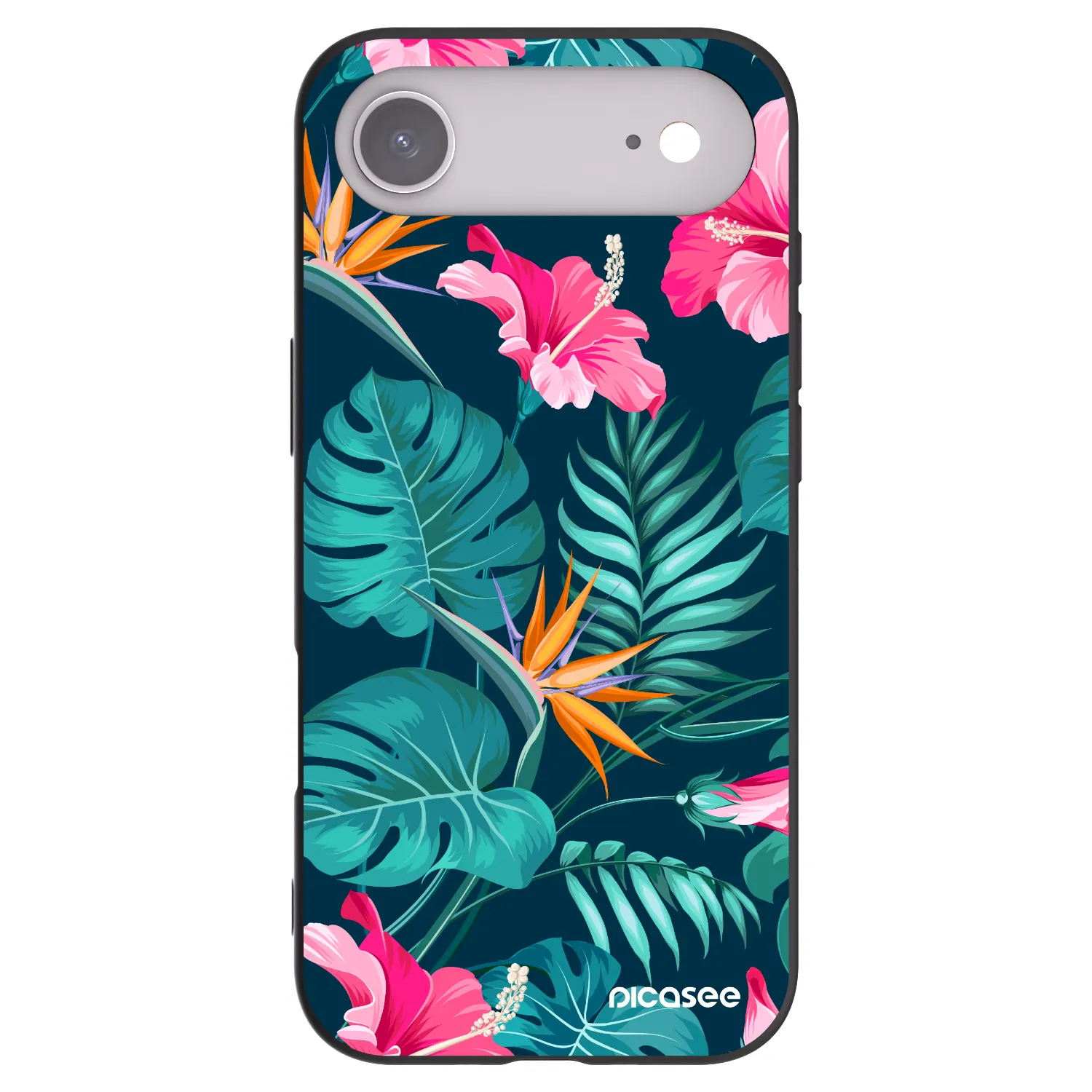 Picasee silikonowe czarne etui na Apple iPhone Air - Pink Monstera
