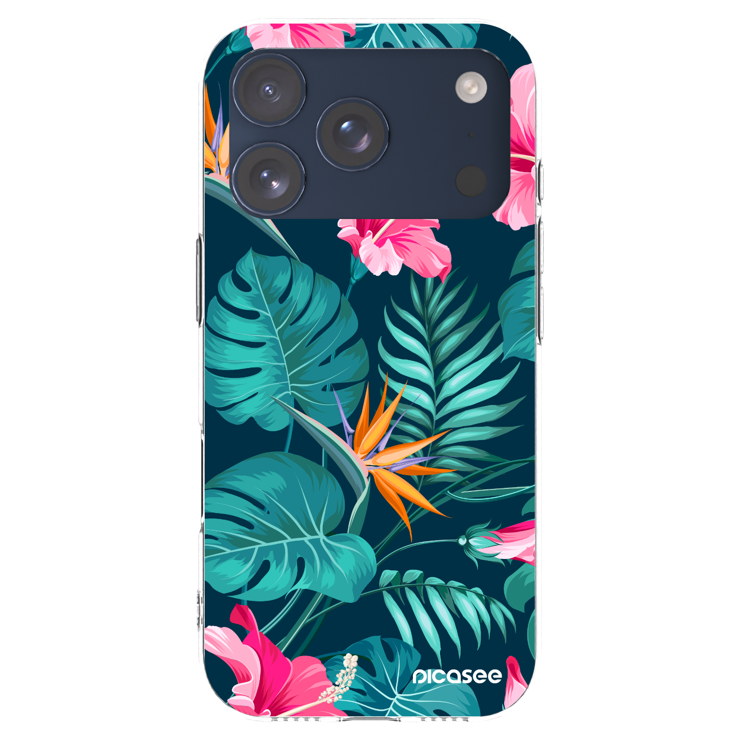 Picasee silikonowe przeźroczyste etui na Apple iPhone 17 Pro - Pink Monstera