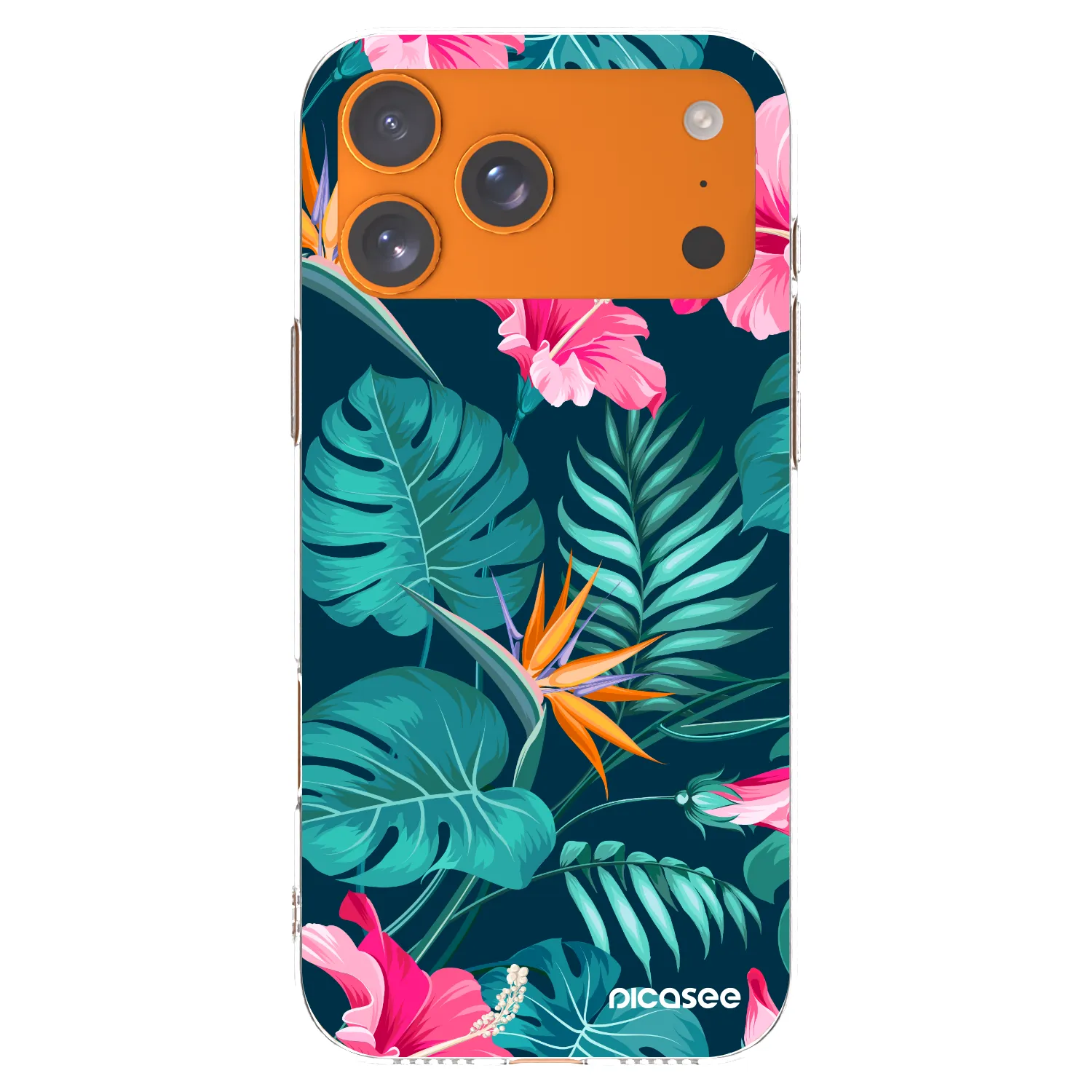 Picasee silikonowe przeźroczyste etui na Apple iPhone 17 Pro Max - Pink Monstera