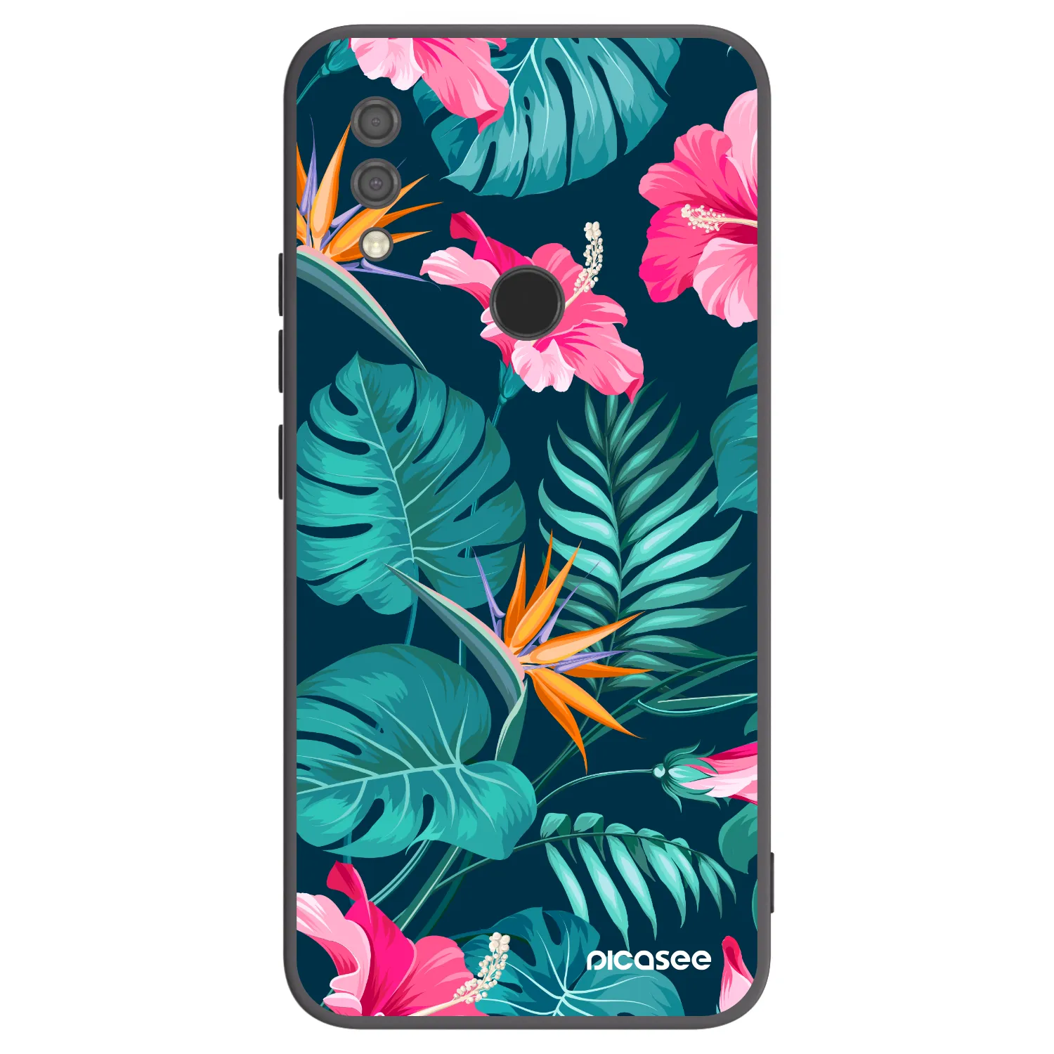 Picasee silikonowe czarne etui na Xiaomi Redmi 7 - Pink Monstera
