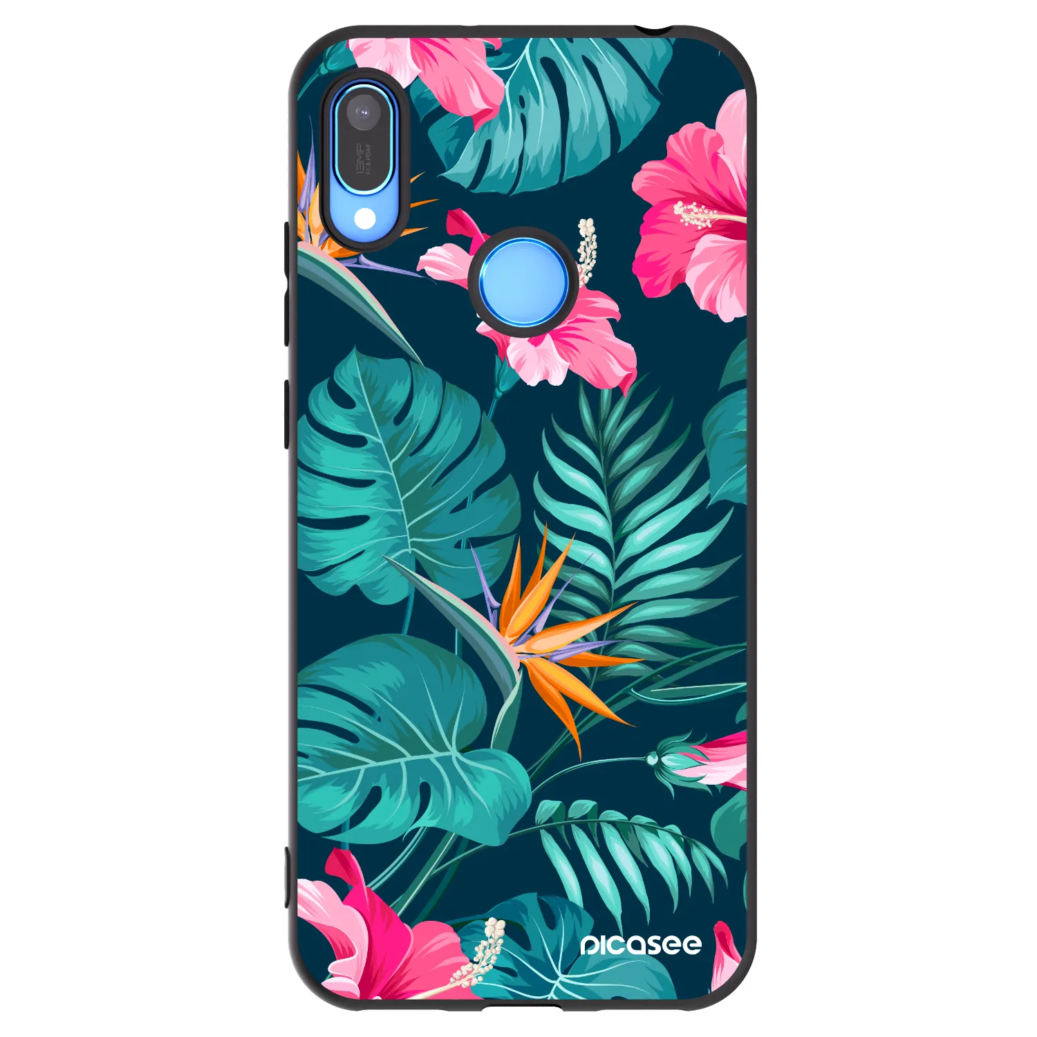 Picasee silikonowe czarne etui na Huawei Y6 2019 - Pink Monstera