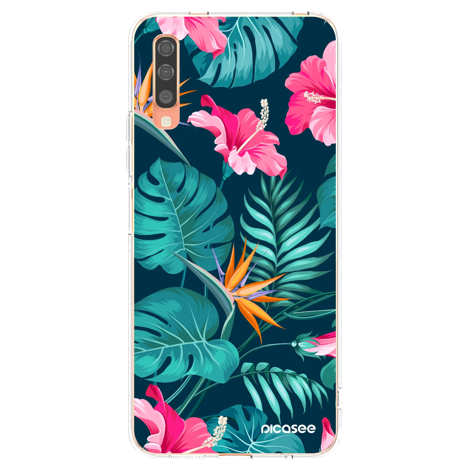 Picasee silikonowe przeźroczyste etui na Samsung Galaxy A70 A705F - Pink Monstera