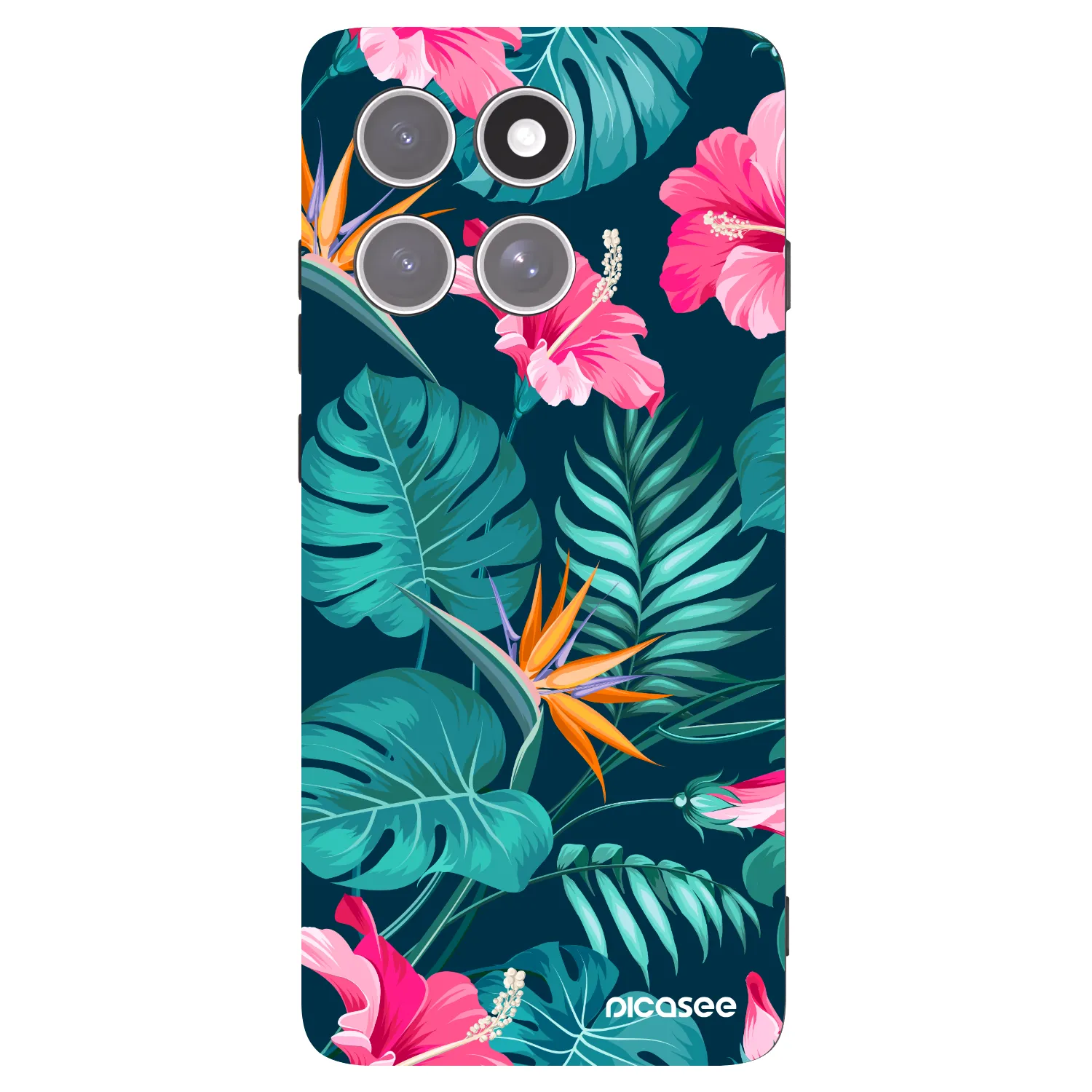 Picasee silikonowe czarne etui na Motorola Edge 60 Pro - Pink Monstera