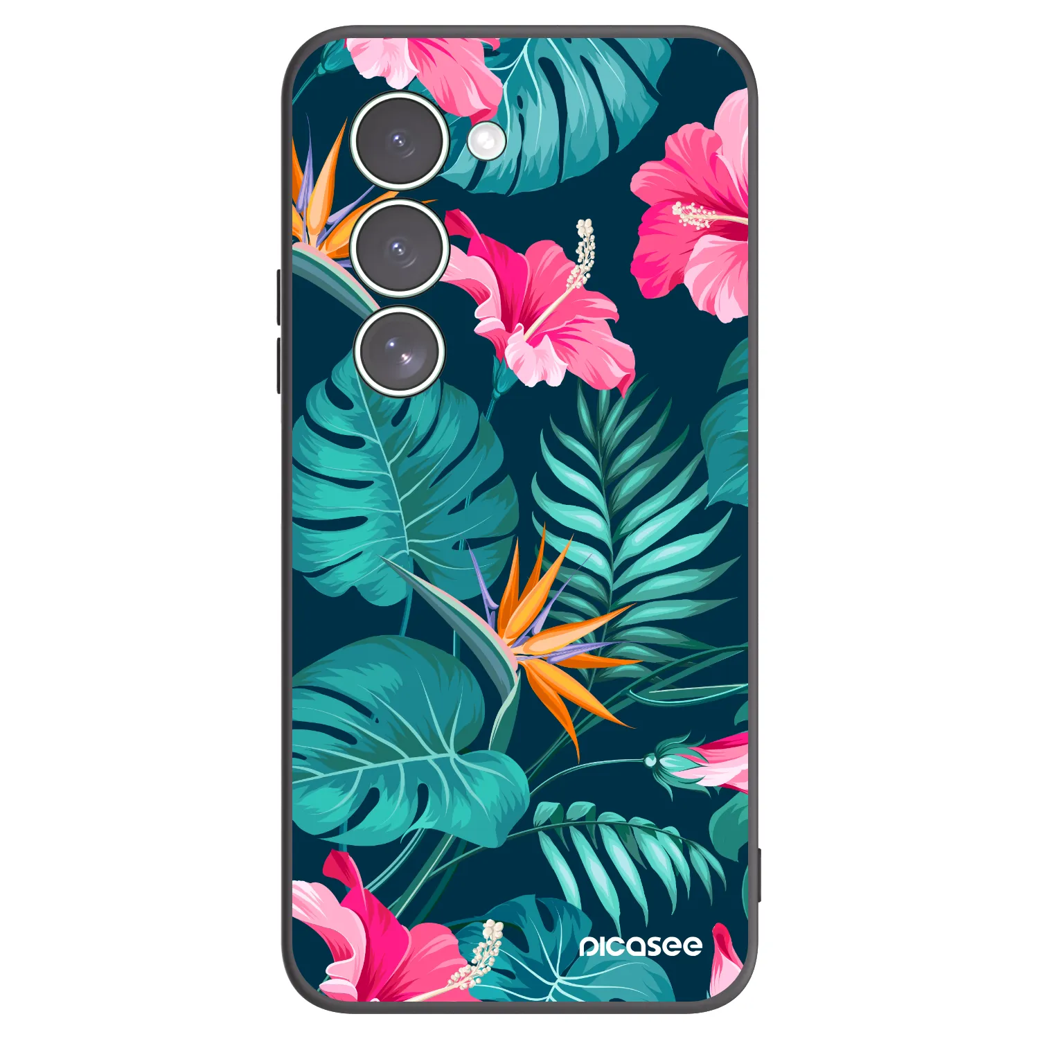 Picasee silikonowe czarne etui na Xiaomi Redmi 15 5G - Pink Monstera