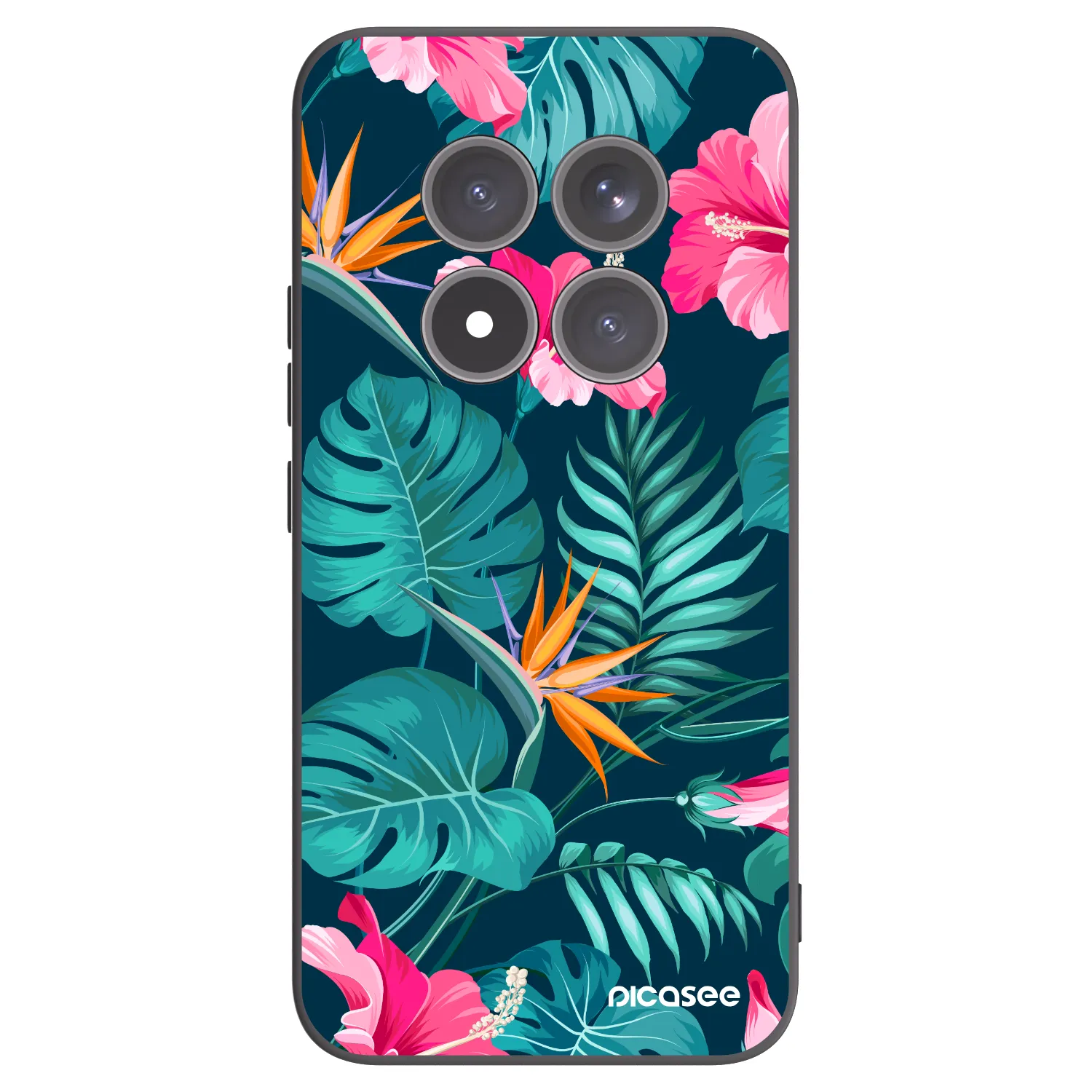 Picasee silikonowe czarne etui na Xiaomi Redmi Note 15 Pro+ - Pink Monstera