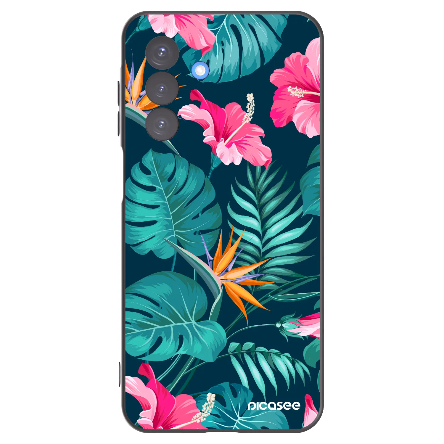 Picasee silikonowe czarne etui na Samsung Galaxy A17 5G - Pink Monstera