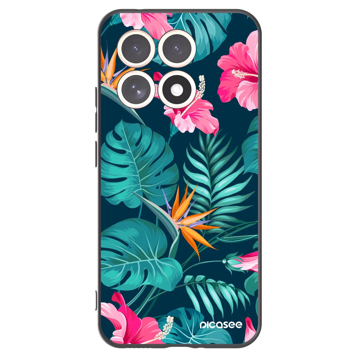 Picasee silikonowe czarne etui na Xiaomi 15T - Pink Monstera