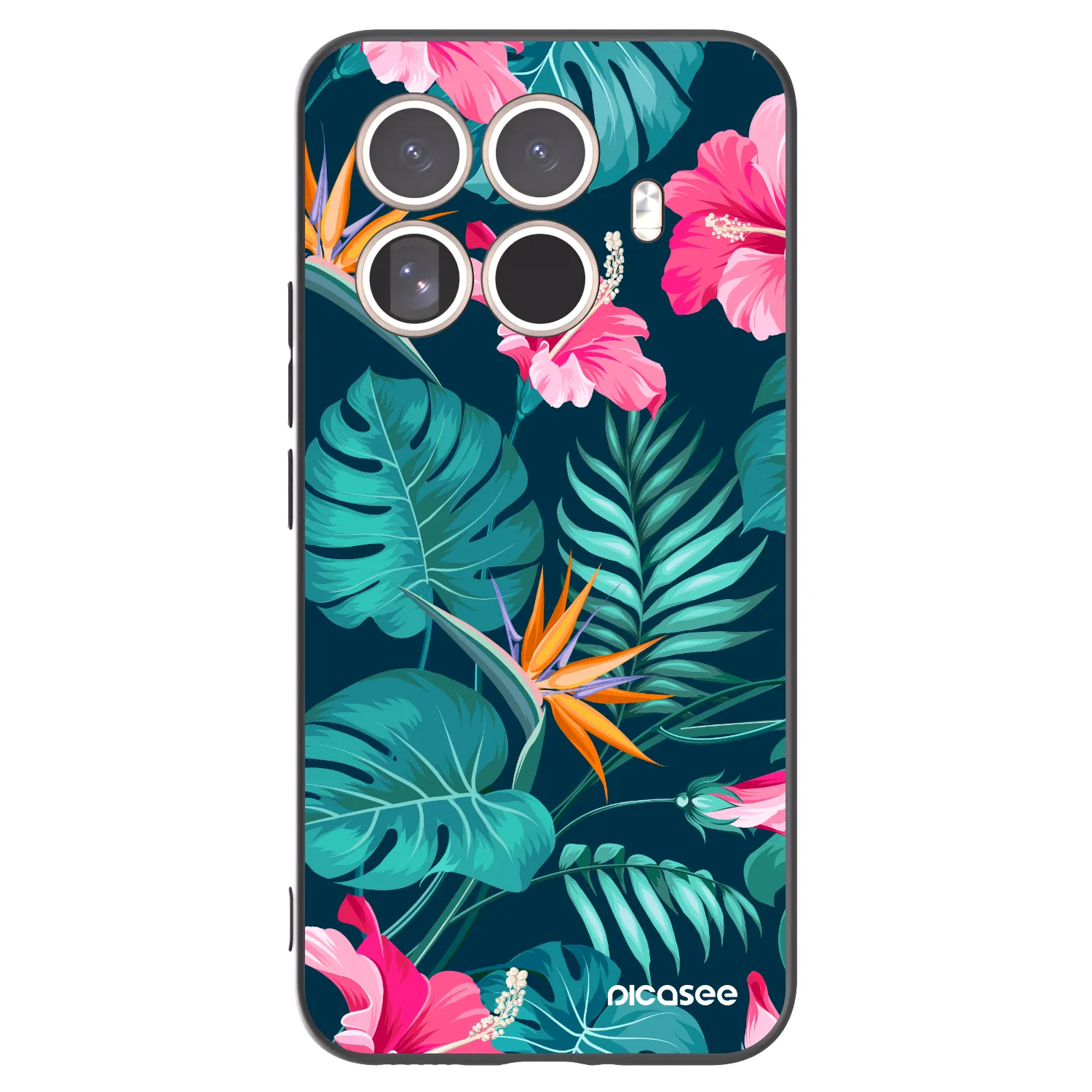 Picasee silikonowe czarne etui na Xiaomi 15T Pro - Pink Monstera