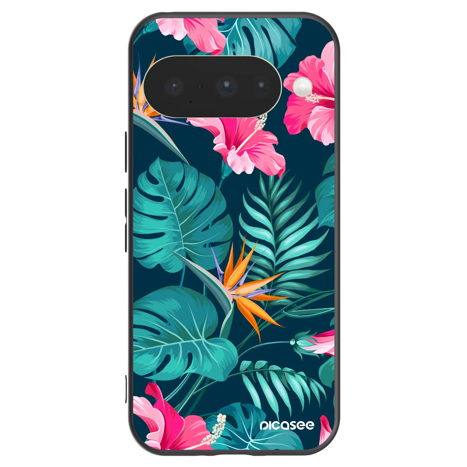 Picasee silikonowe czarne etui na Google Pixel 10 - Pink Monstera