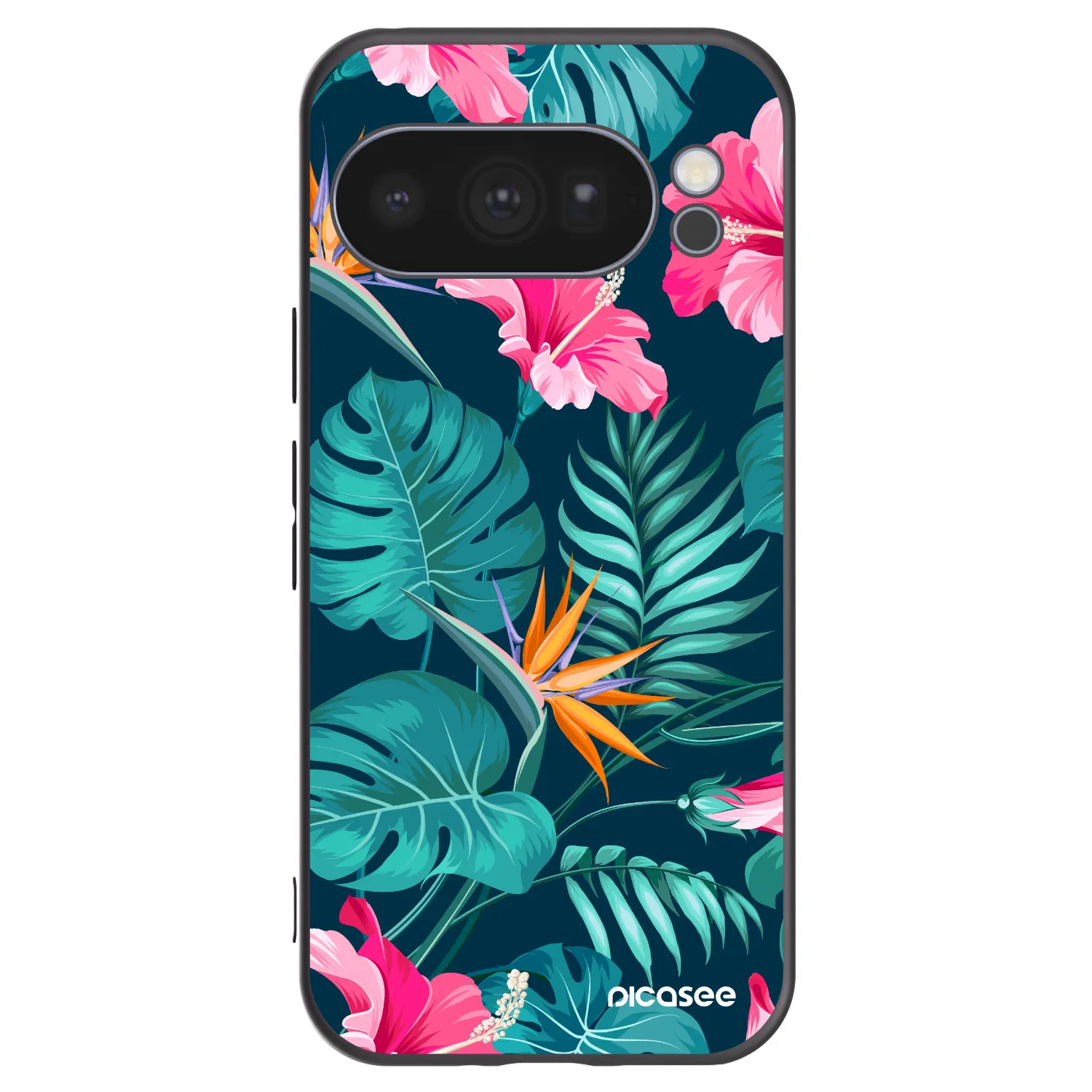 Picasee silikonowe czarne etui na Google Pixel 10 Pro - Pink Monstera