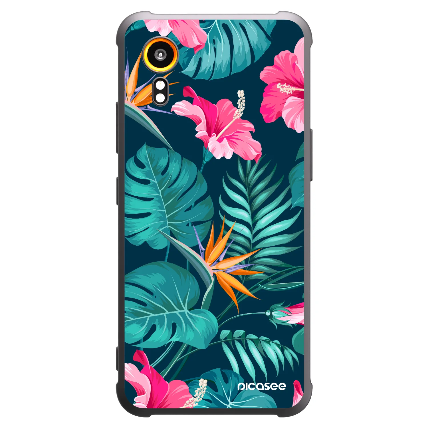 Picasee silikonowe czarne etui na Samsung Galaxy Xcover 7 - Pink Monstera