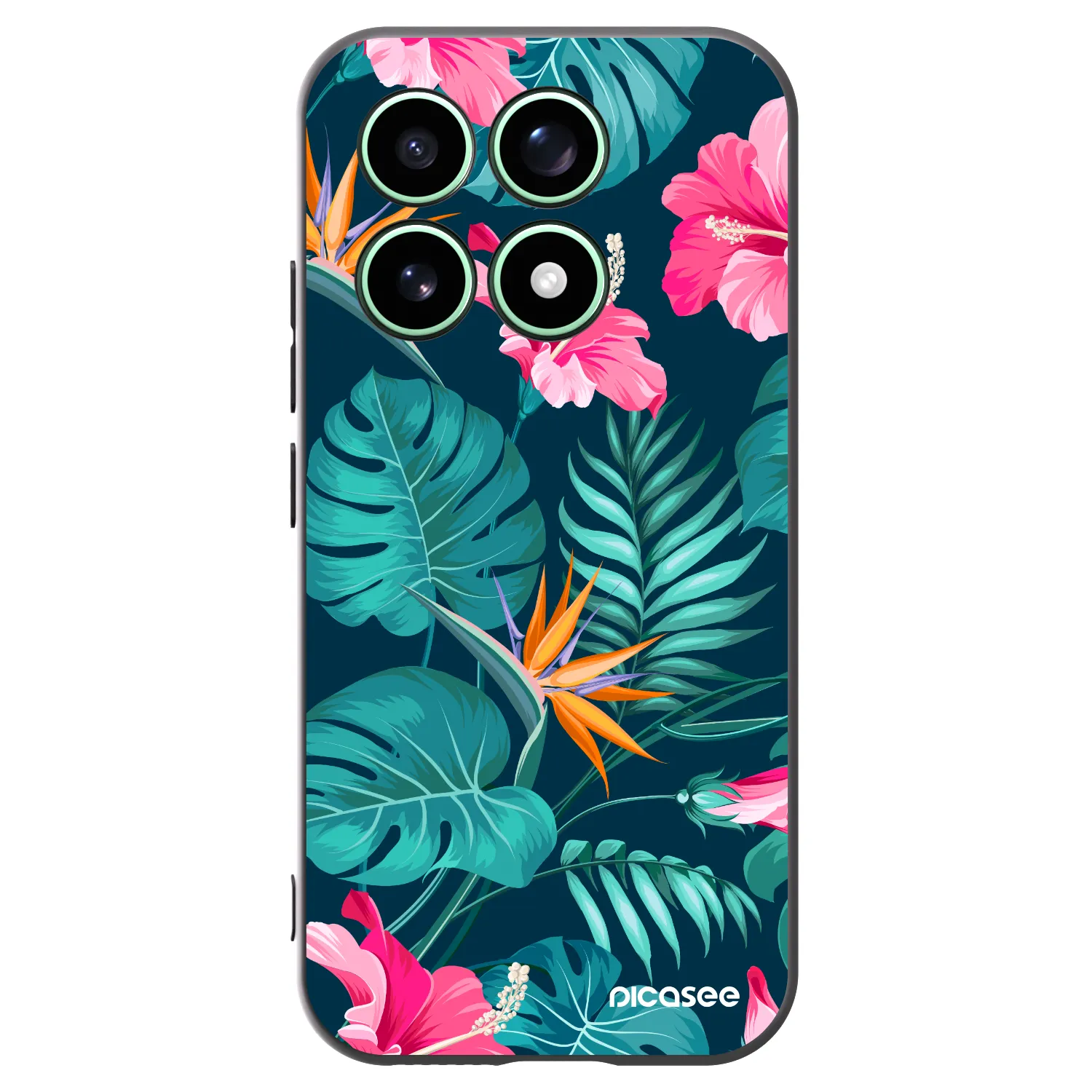 Picasee silikonowe czarne etui na Xiaomi 17 - Pink Monstera