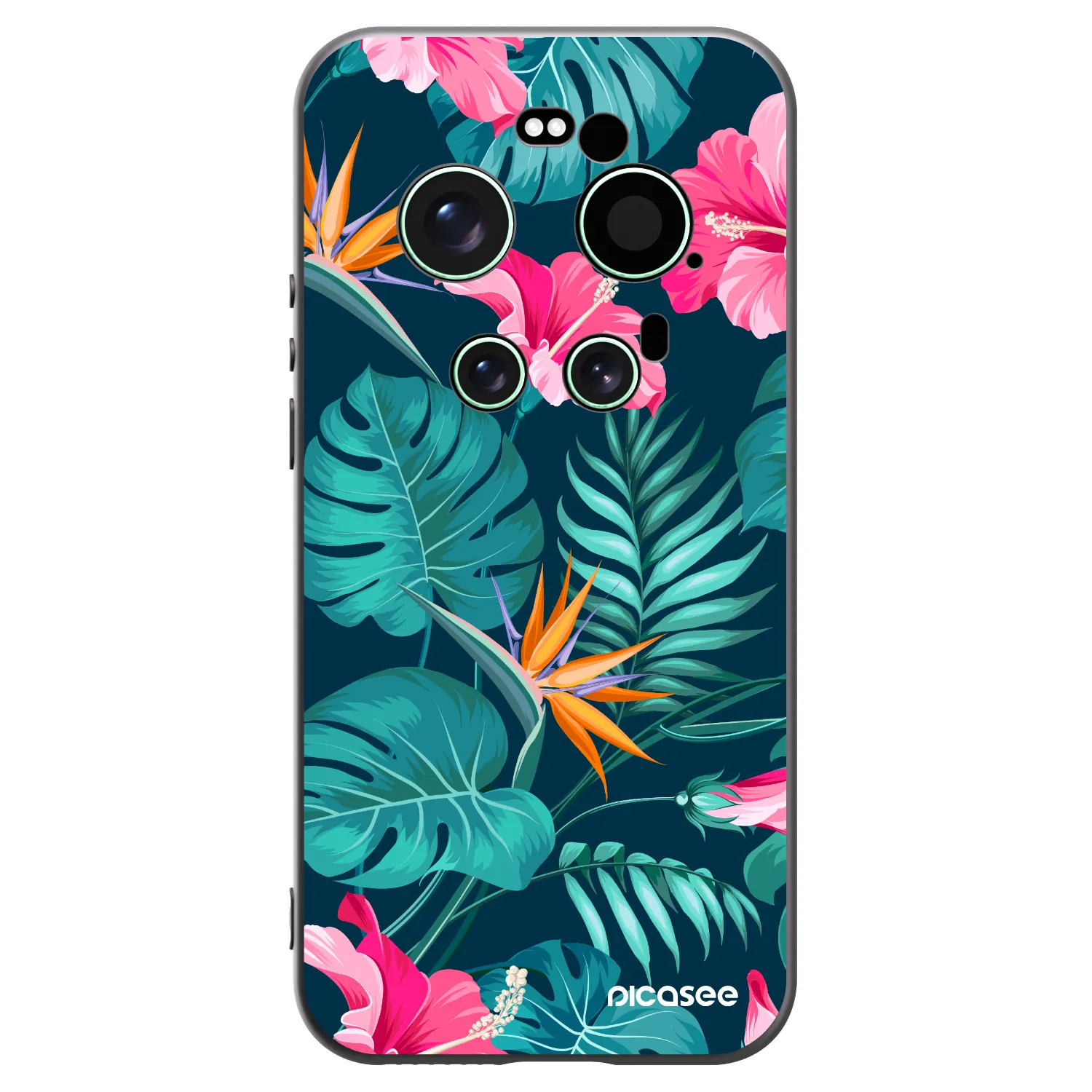 Picasee silikonowe czarne etui na Xiaomi 17 Ultra - Pink Monstera