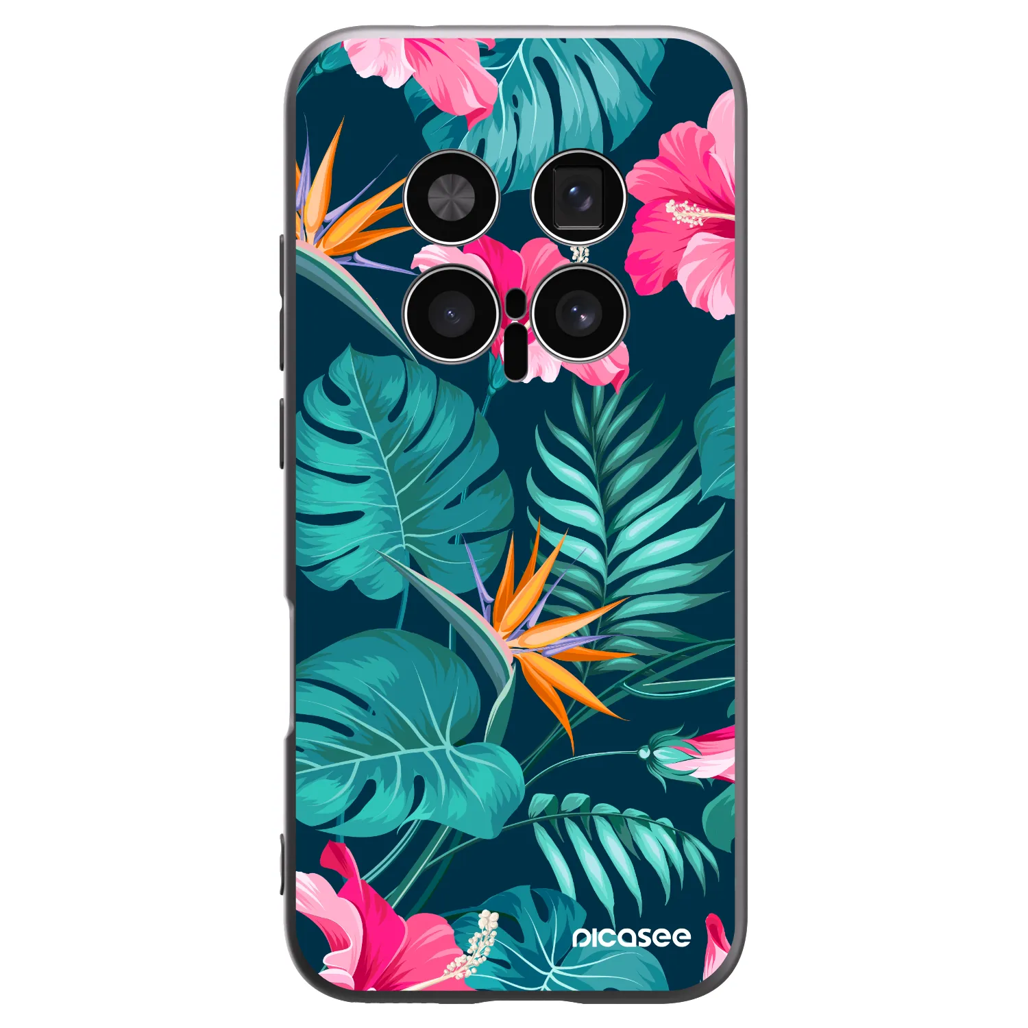 Picasee silikonowe czarne etui na Honor Magic8 Pro 5G - Pink Monstera