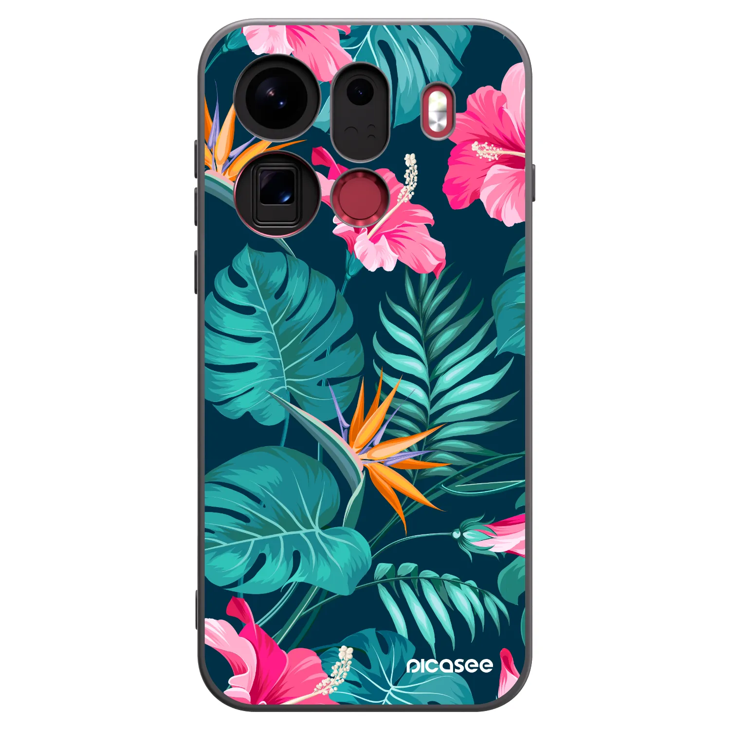 Picasee silikonowe czarne etui na OPPO Find X9 Pro - Pink Monstera