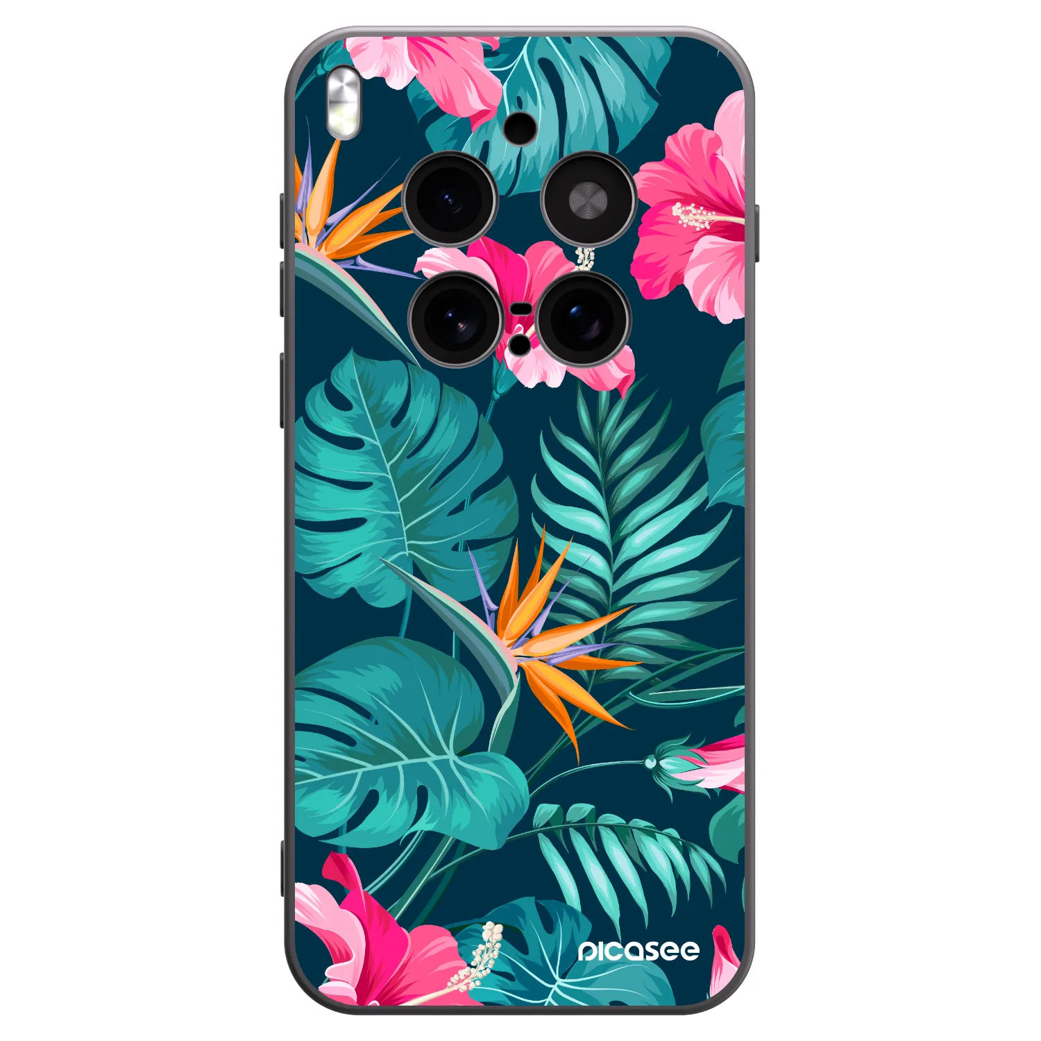 Picasee silikonowe czarne etui na Vivo X300 Pro - Pink Monstera