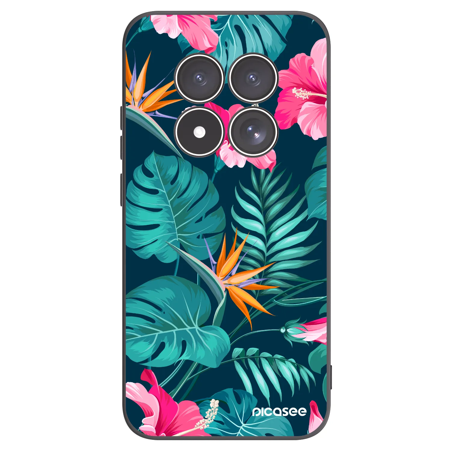 Picasee silikonowe czarne etui na Xiaomi Redmi Note 15 Pro 5G - Pink Monstera