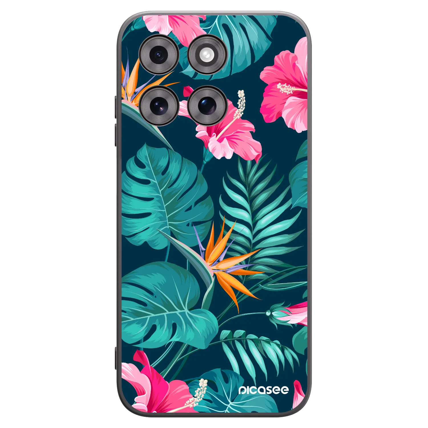 Picasee silikonowe czarne etui na Motorola Moto G77 - Pink Monstera